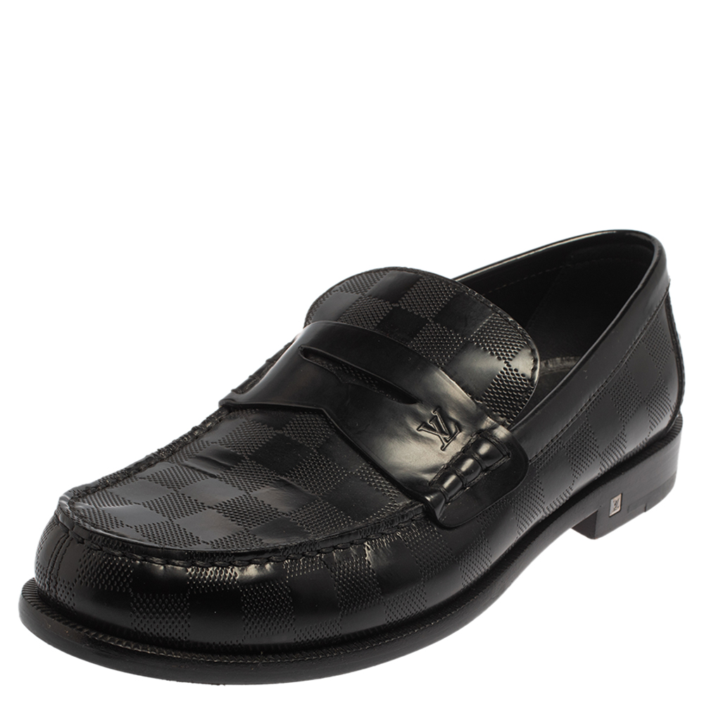 Louis Vuitton Black Damier Santiago Loafers Size 41