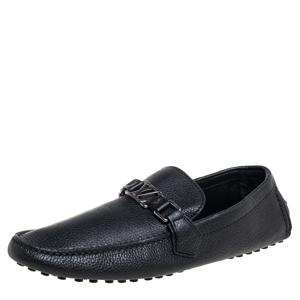 Louis Vuitton Black Hockenheim Slip On Loafers Size 43
