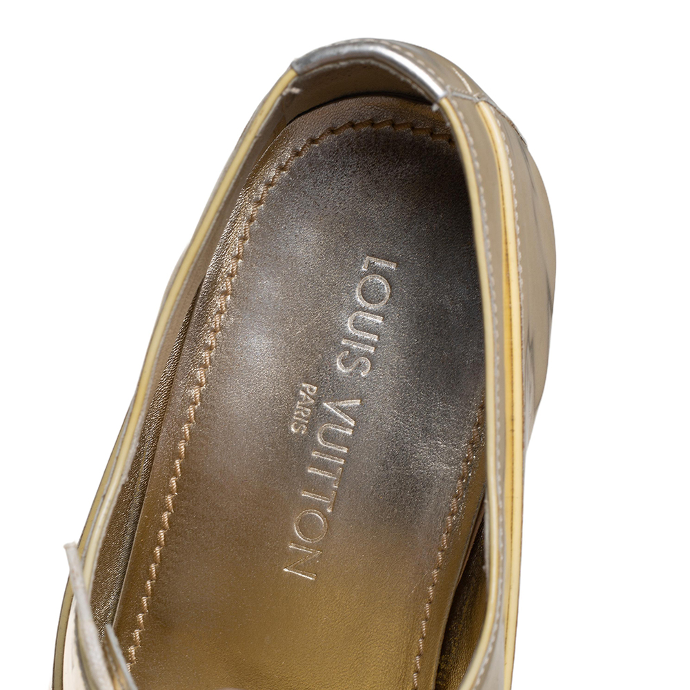 Louis Vuitton Gold Patent Leather Lace Up Derby Size 44