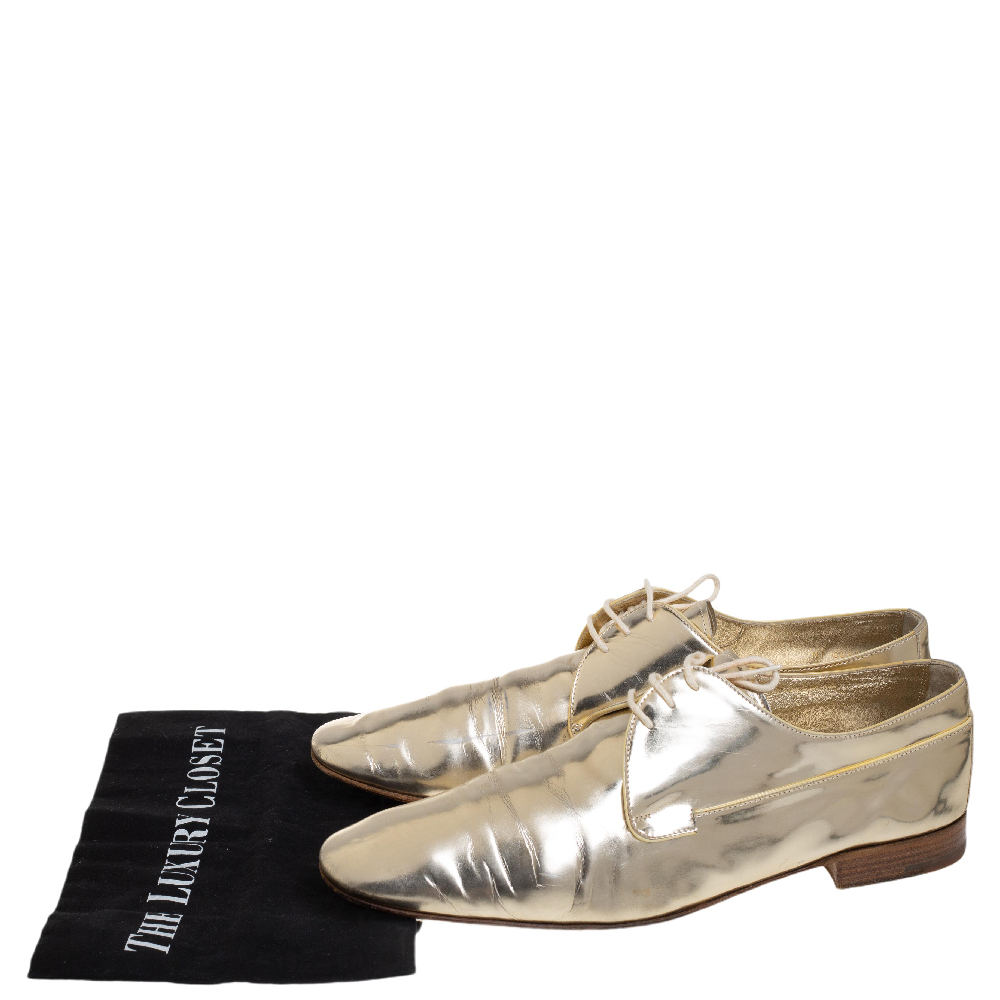 Louis Vuitton Gold Patent Leather Lace Up Derby Size 44