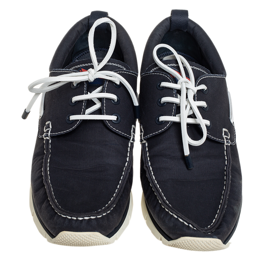 Louis Vuitton Blue Canvas Boat Shoes Size 45