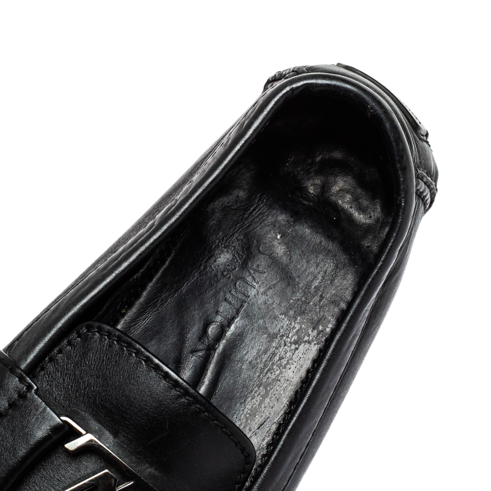 Louis Vuitton Black Leather Monte Carlo Slip On Loafer Size 44