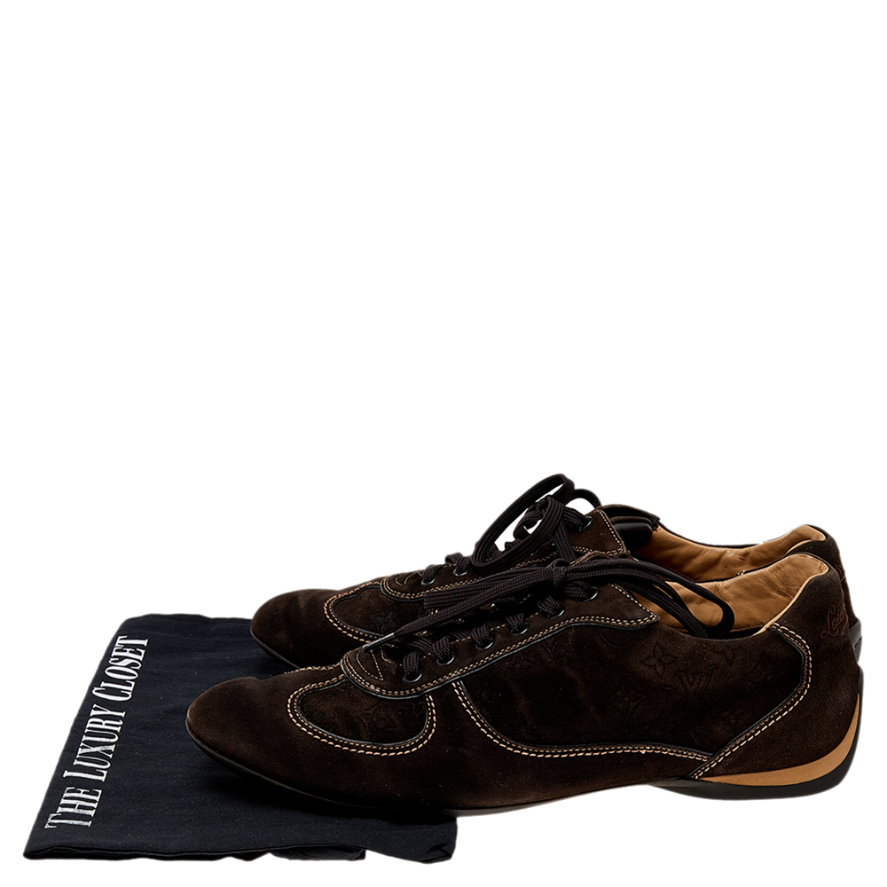 Louis Vuitton Brown Monogram Suede Low Top Sneakers Size 42