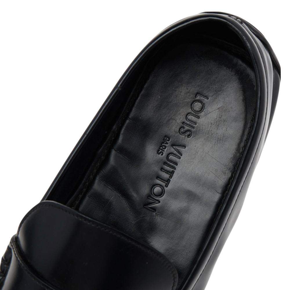 Louis Vuitton Black Leather Slip On Loafers Size 44.5