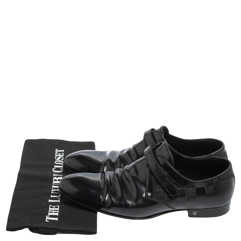 Louis Vuitton Black Leather Velcro Strap Derby Size 40.5
