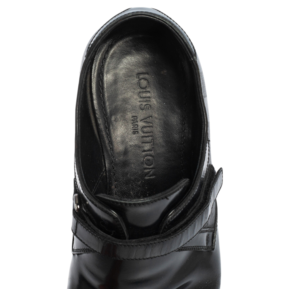 Louis Vuitton Black Leather Velcro Strap Derby Size 40.5