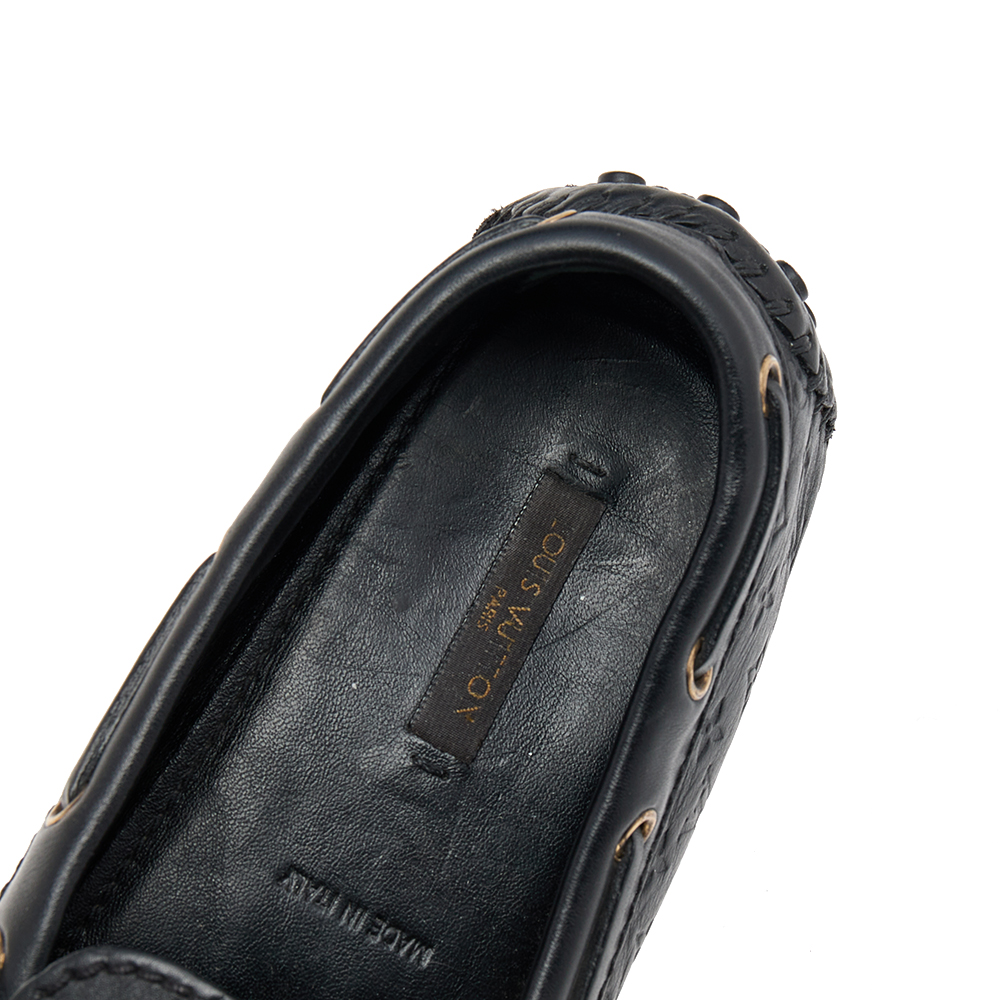 Louis Vuitton Black Monogram Leather Slip On Loafers Size 36.5