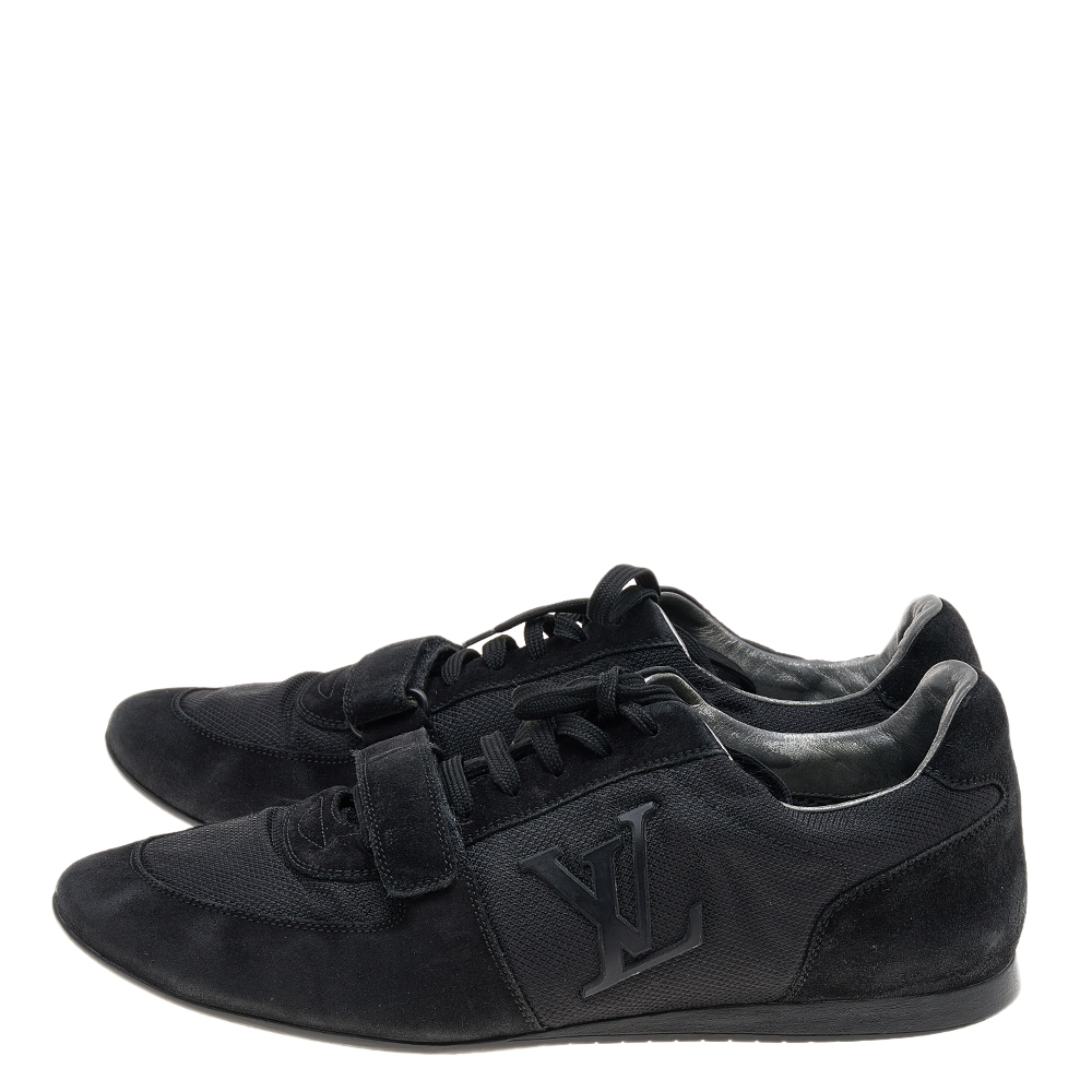 Louis Vuitton Black Fabric And Suede Low Top Sneakers Size 43