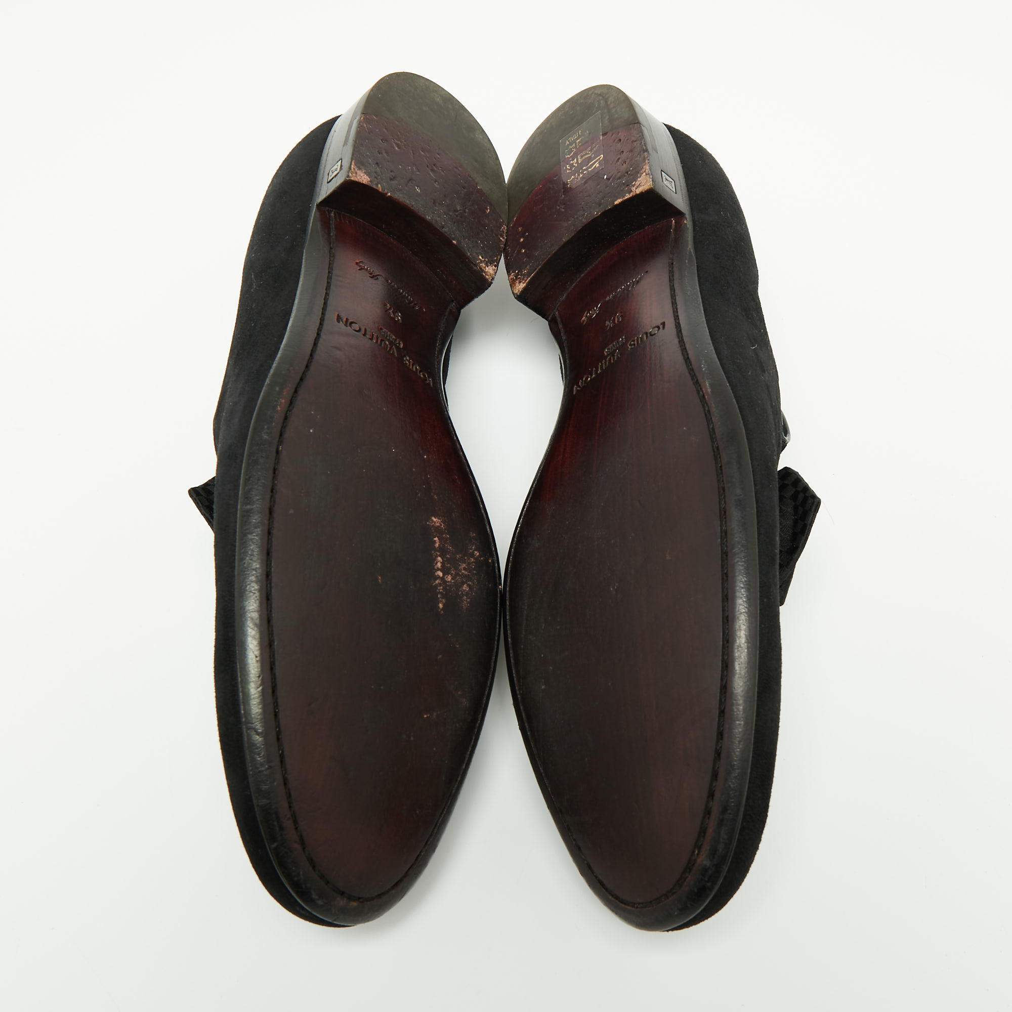 Louis Vuitton Black Suede Tuxedo Bow Smoking Slippers Size 43.5