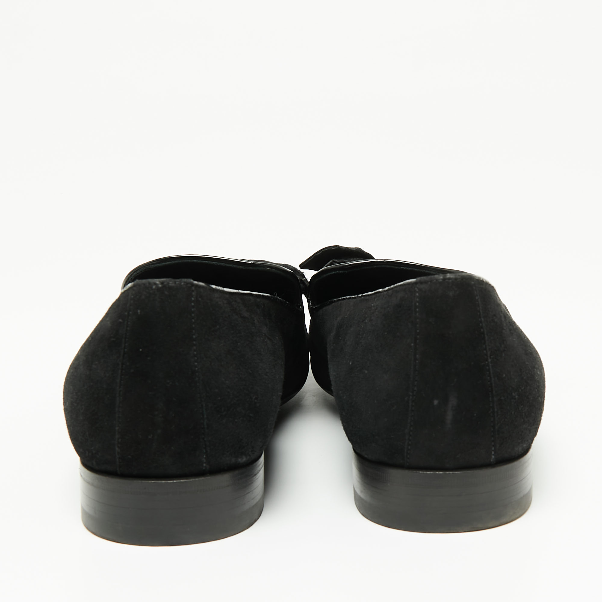 Louis Vuitton Black Suede Tuxedo Bow Smoking Slippers Size 43.5