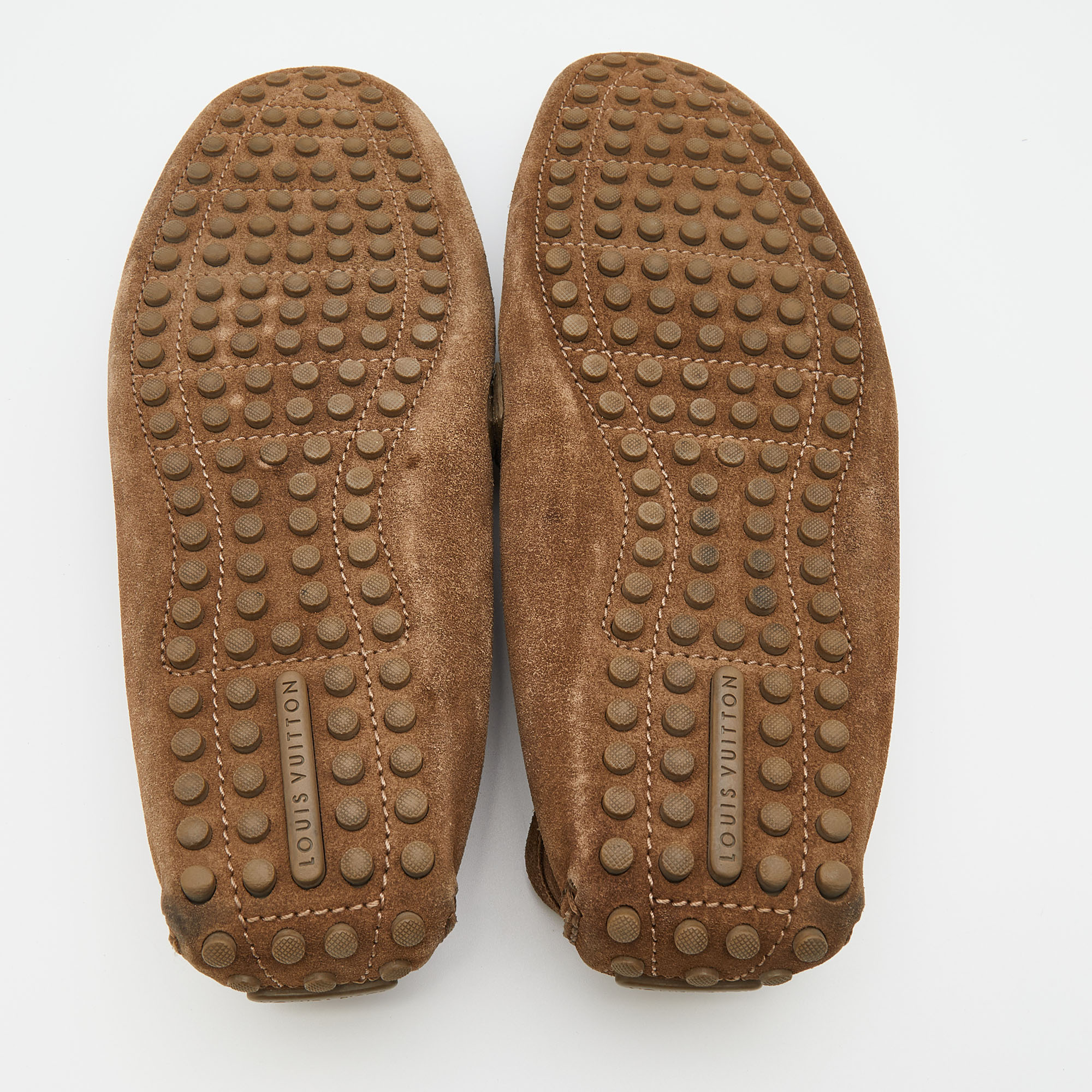 Louis Vuitton Brown Suede Hockenheim Slip On Loafers Size 44