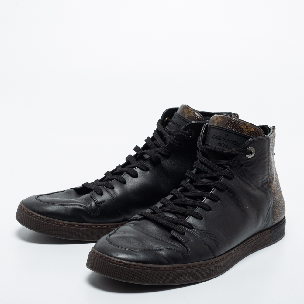 Louis Vuitton Line Up Monogram High Top Sneakers Black