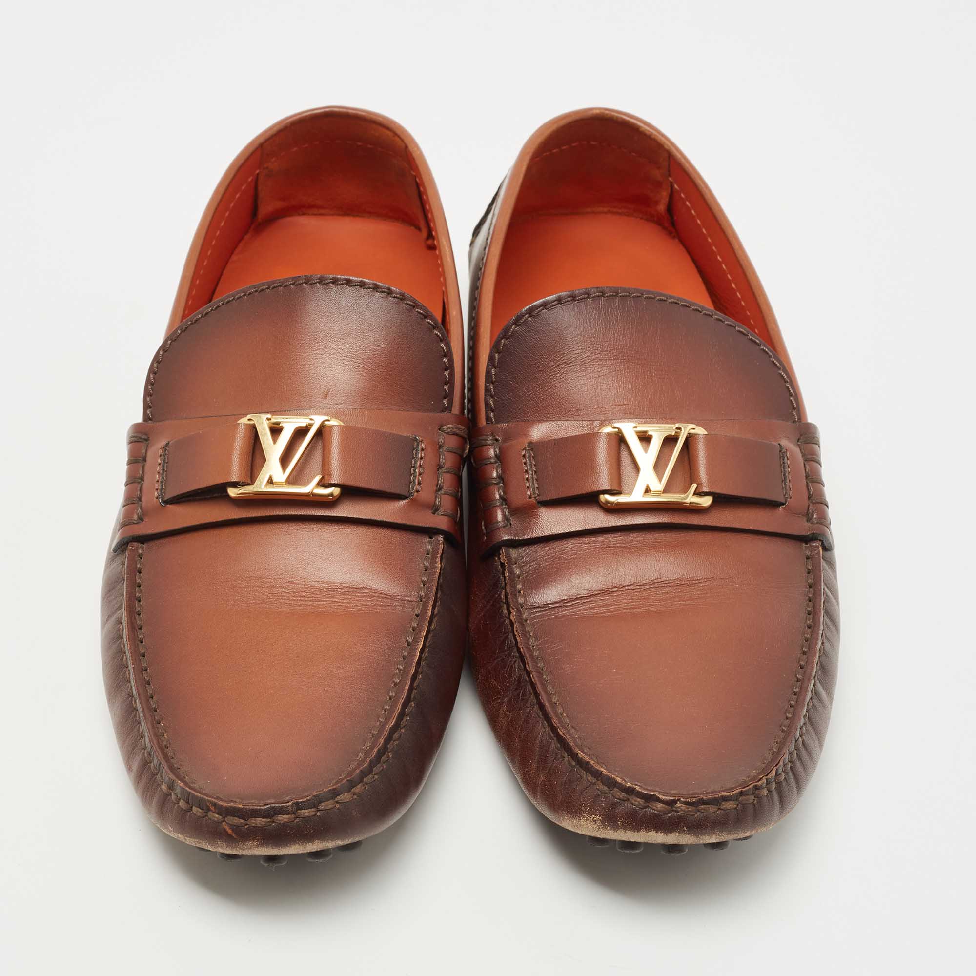 Louis Vuitton Two Tone Leather Hockenheim Loafers Size 42