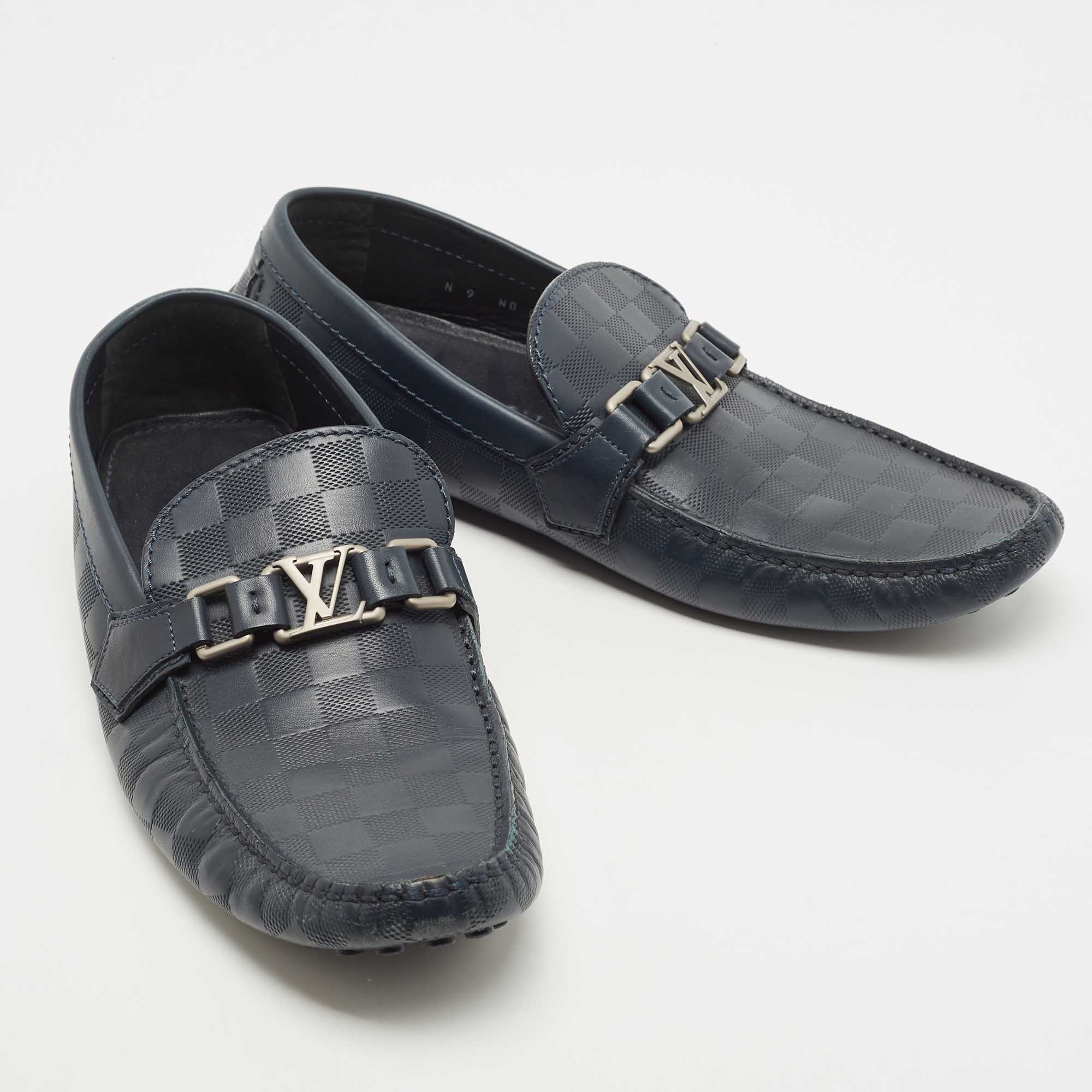 Louis Vuitton Navy Leather Hockehnheim Loafers Size 43