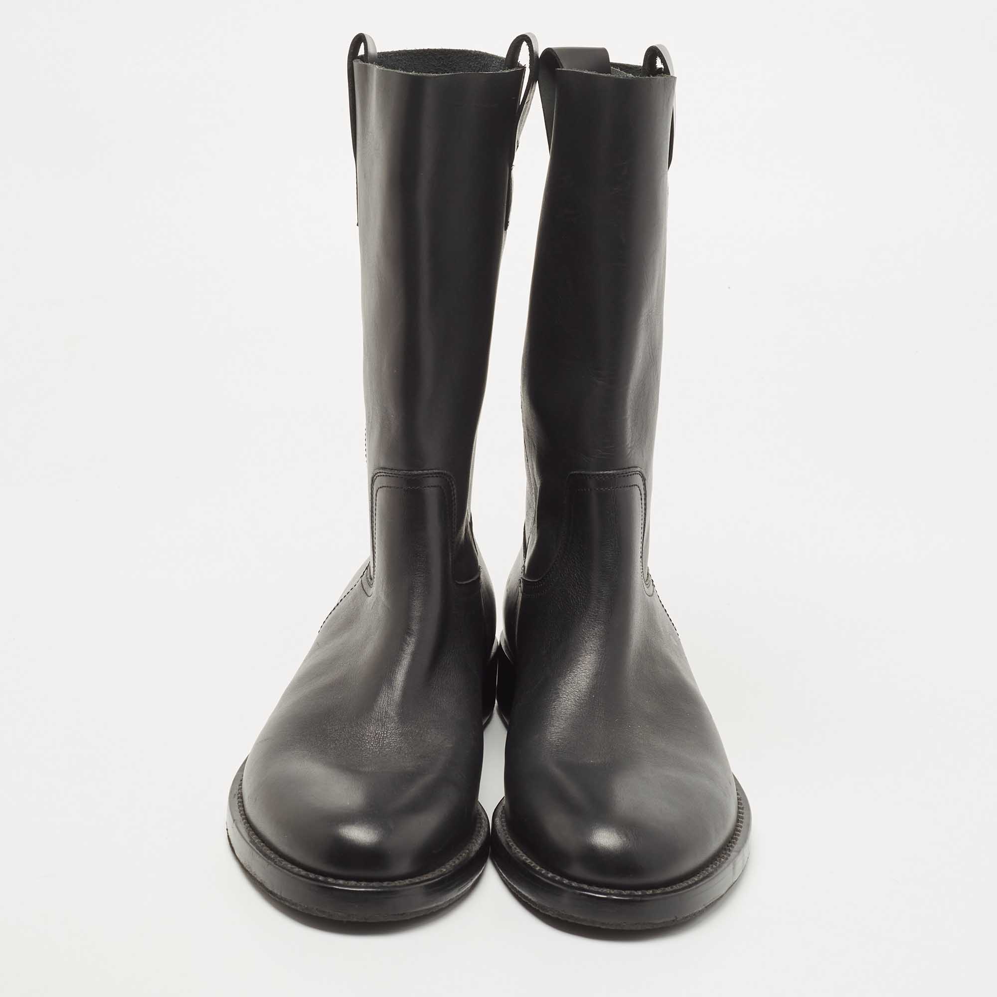 Louis Vuitton Black Leather Calf Length Boots Size 42
