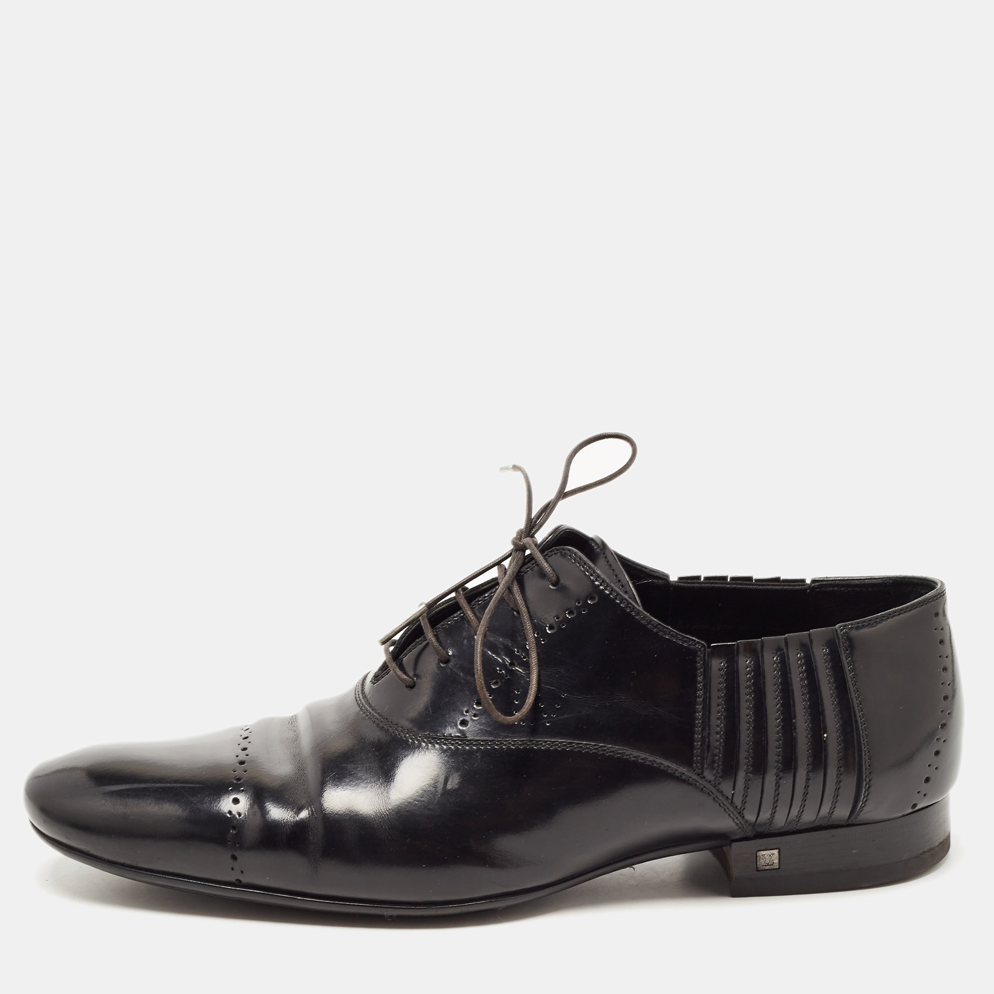 Louis Vuitton Black Brogue Leather Lace Up Oxford Size 42