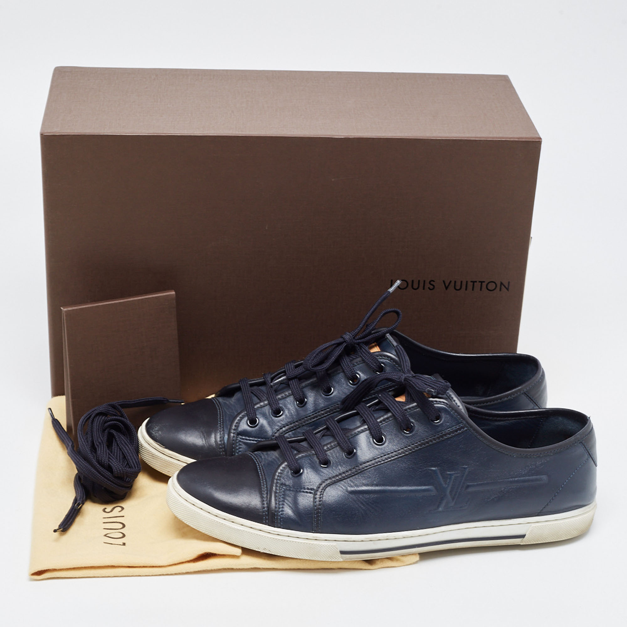 Louis Vuitton Navy Blue Leather Low Top Sneakers Size 43