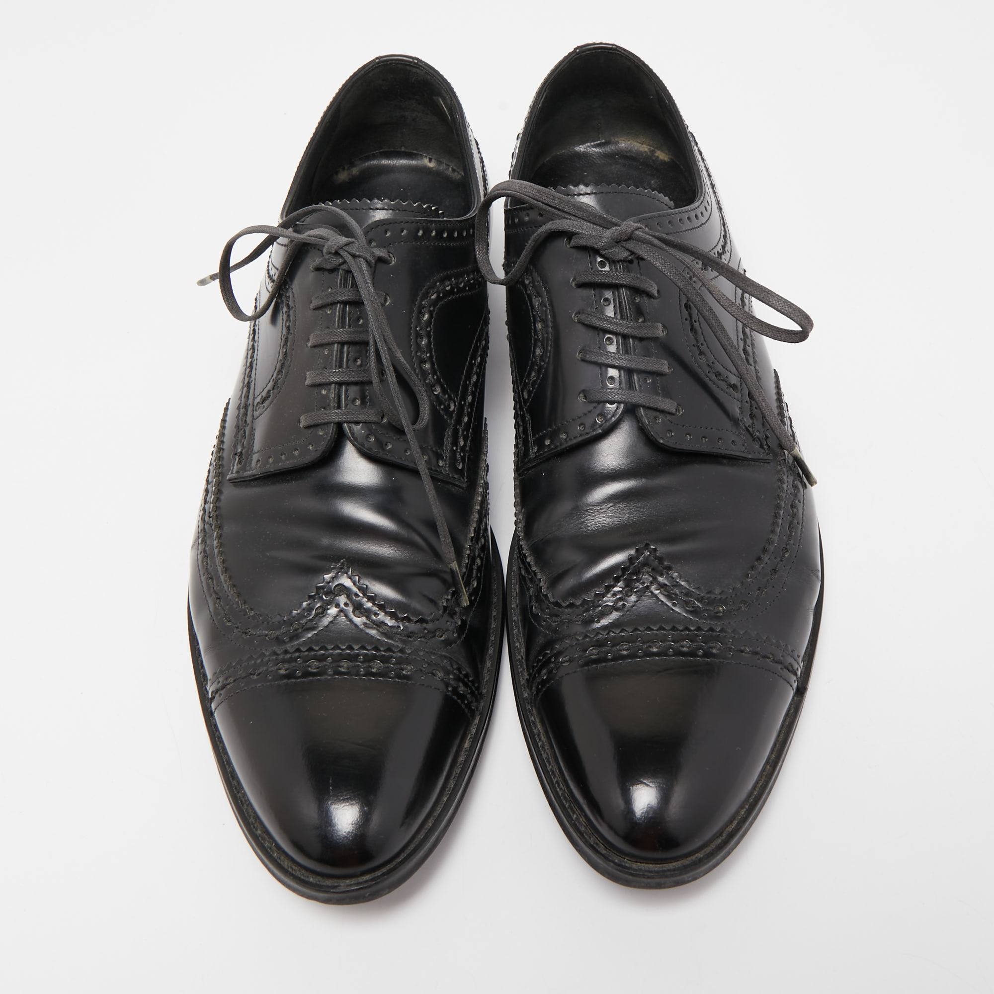 Louis Vuitton Black Brogue Leather Lace Up Derby Size 41