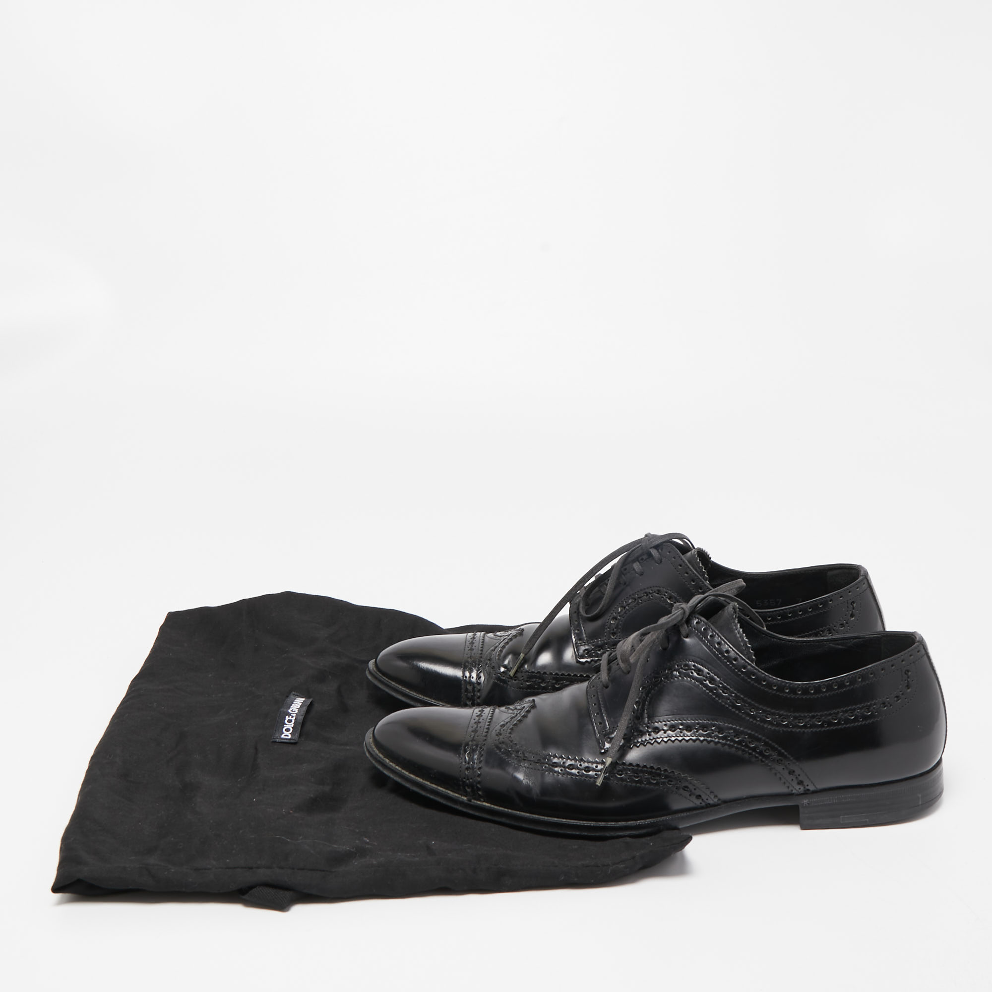 Louis Vuitton Black Brogue Leather Lace Up Derby Size 41