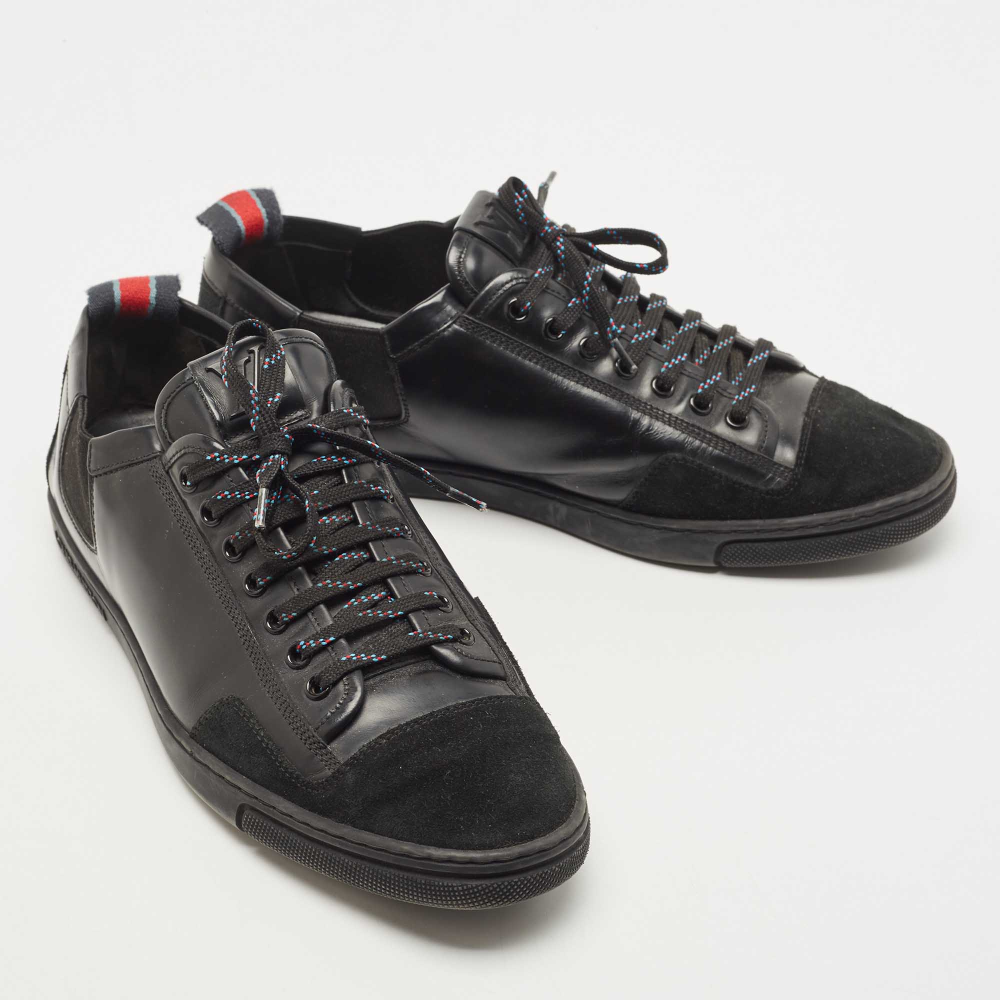 Louis Vuitton Black Leather And Suede Low Top Sneakers Size 41