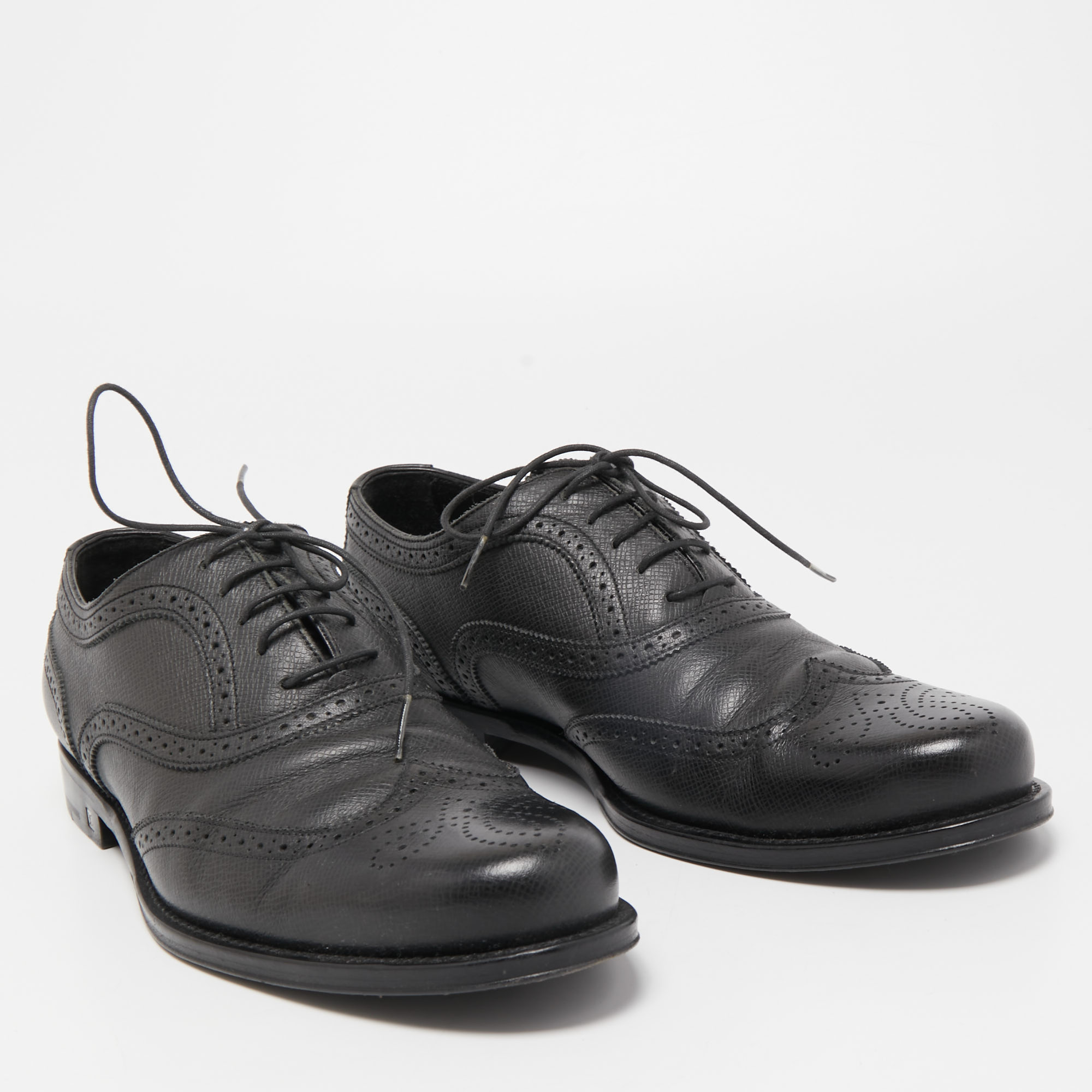 Louis Vuitton Black Leather Lace Up Oxfords Size 41.5