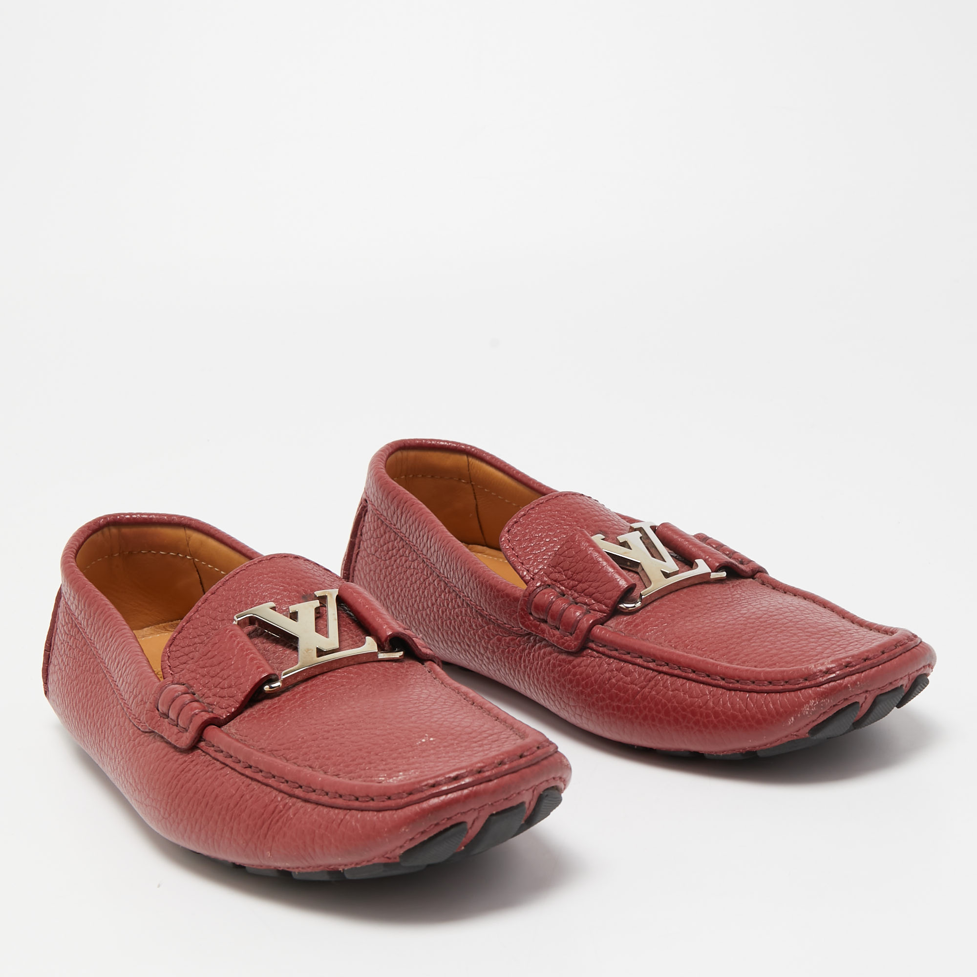 Louis Vuitton Red Leather Monte Carlo Loafers Size 40.5