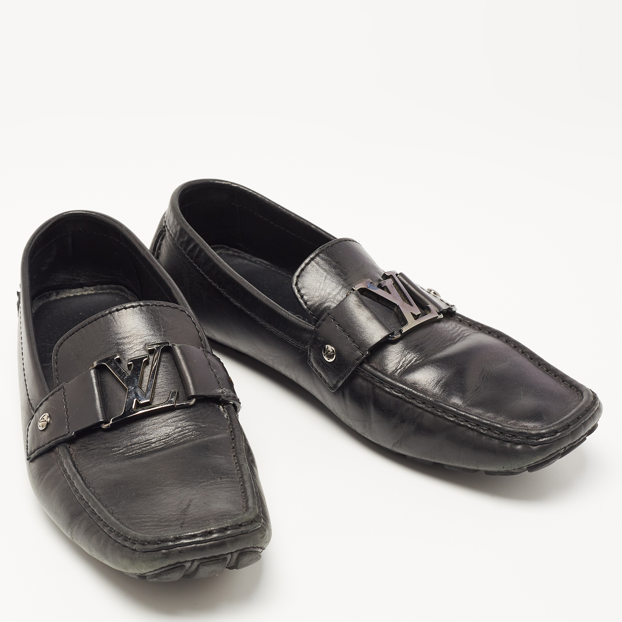 Louis Vuitton Black Leather Monte Carlo Loafers Size 43