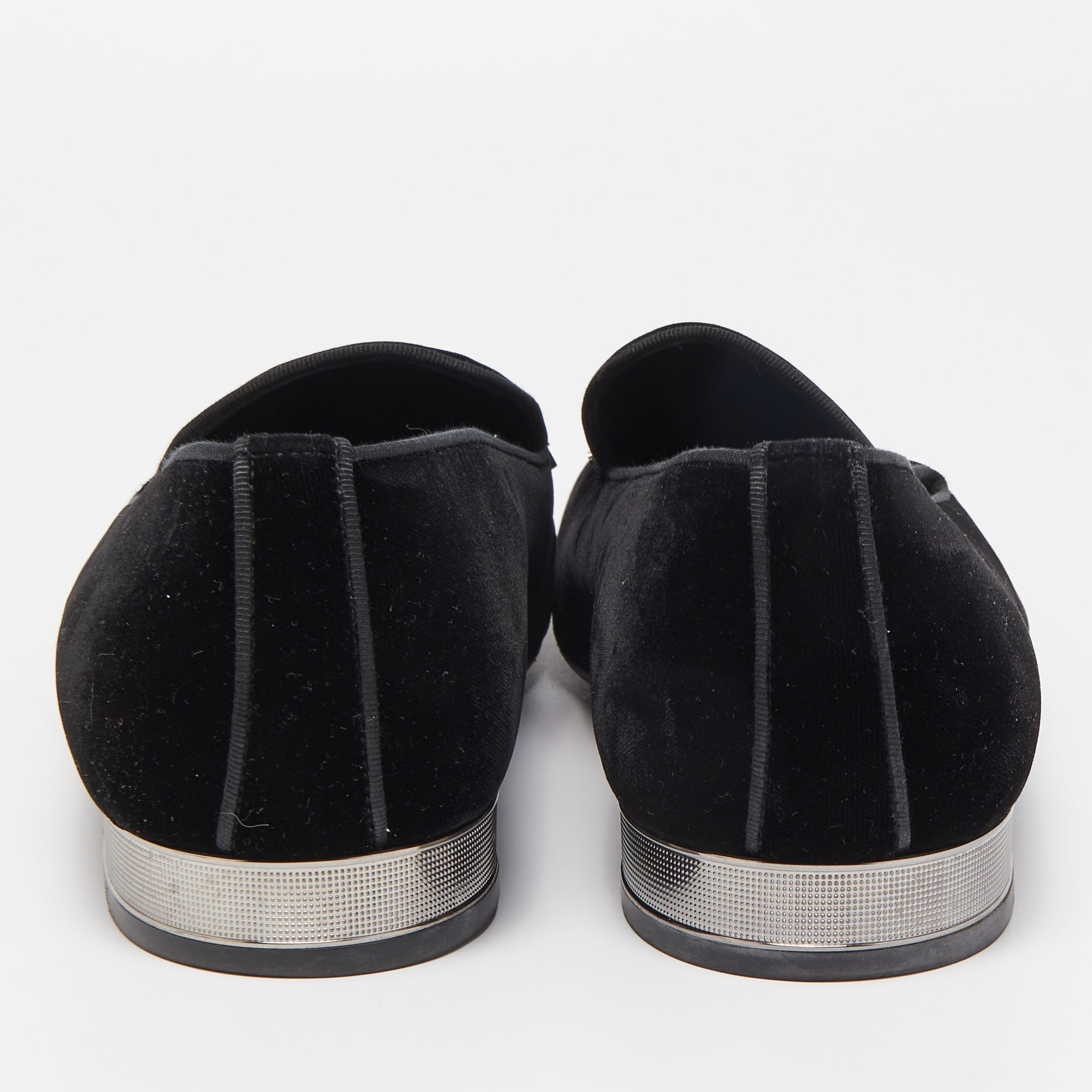 Louis Vuitton Black Velevt Slip On Loafers Size 45