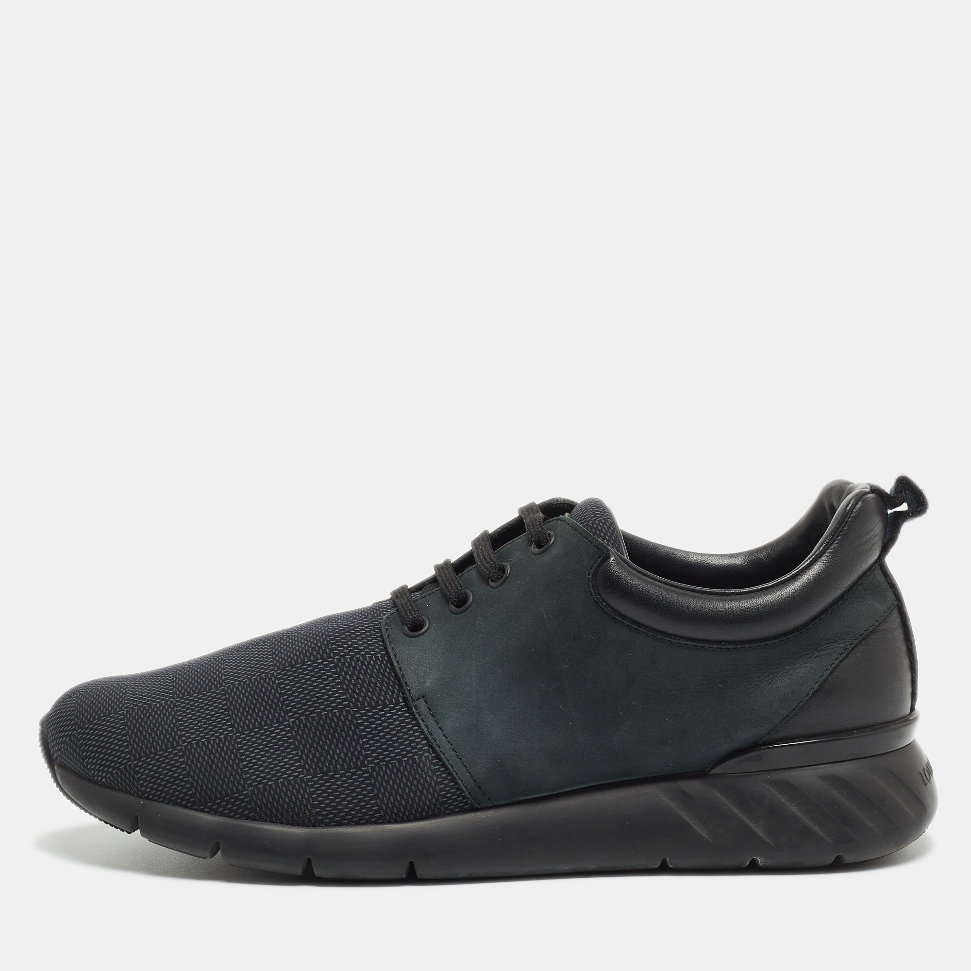 Louis Vuitton Black/Green Leather And Nylon Fastlane Sneakers Size 41