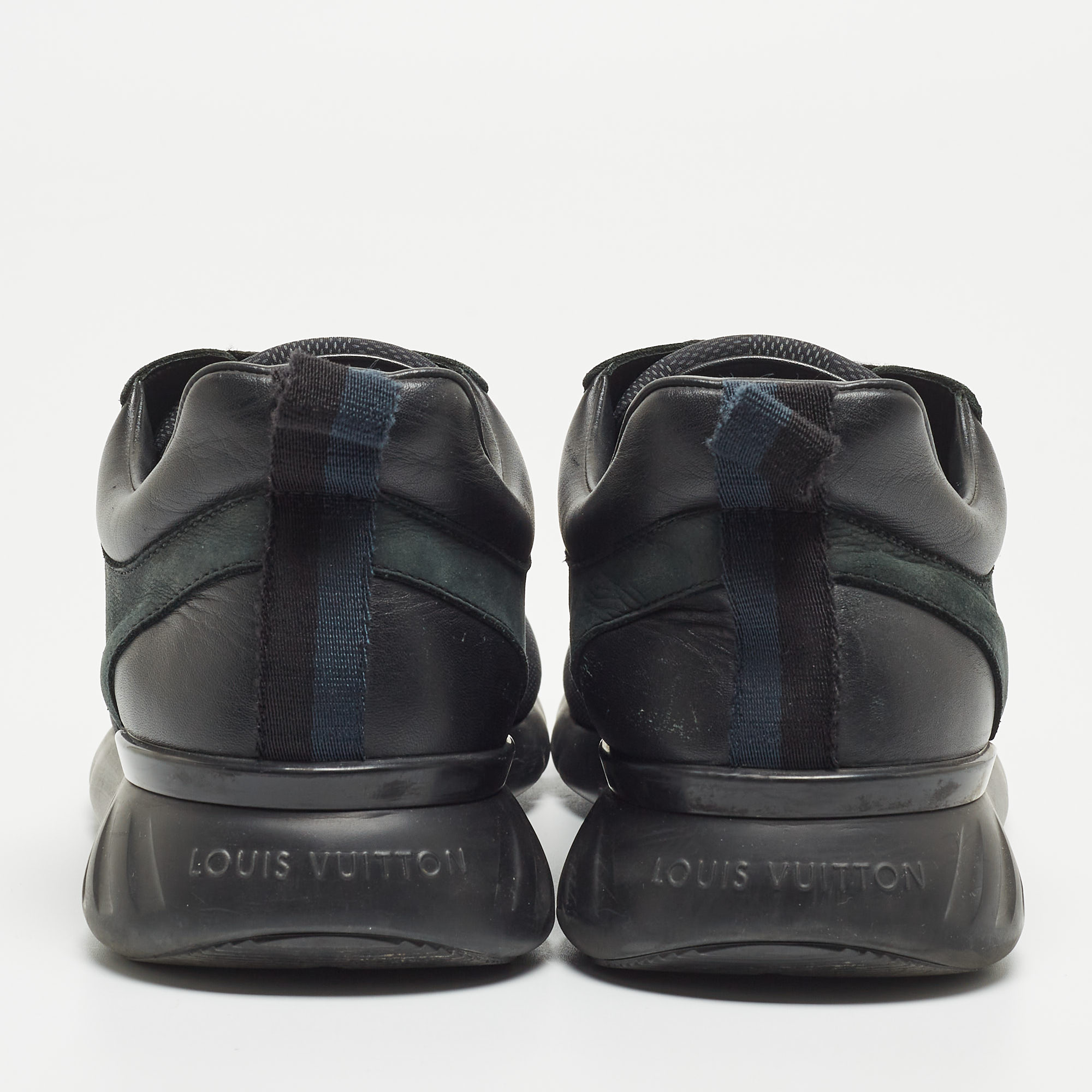 Louis Vuitton Black/Green Leather And Nylon Fastlane Sneakers Size 41