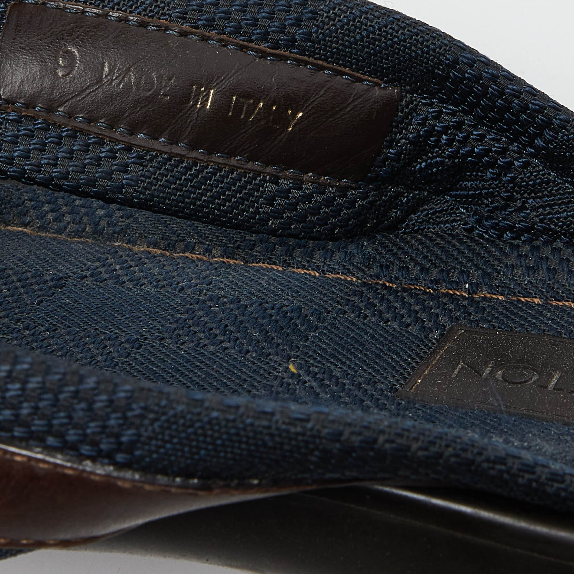 Louis Vuitton Navy Blue/Brown Canvas And Leather Cross Strap Slides Size 43