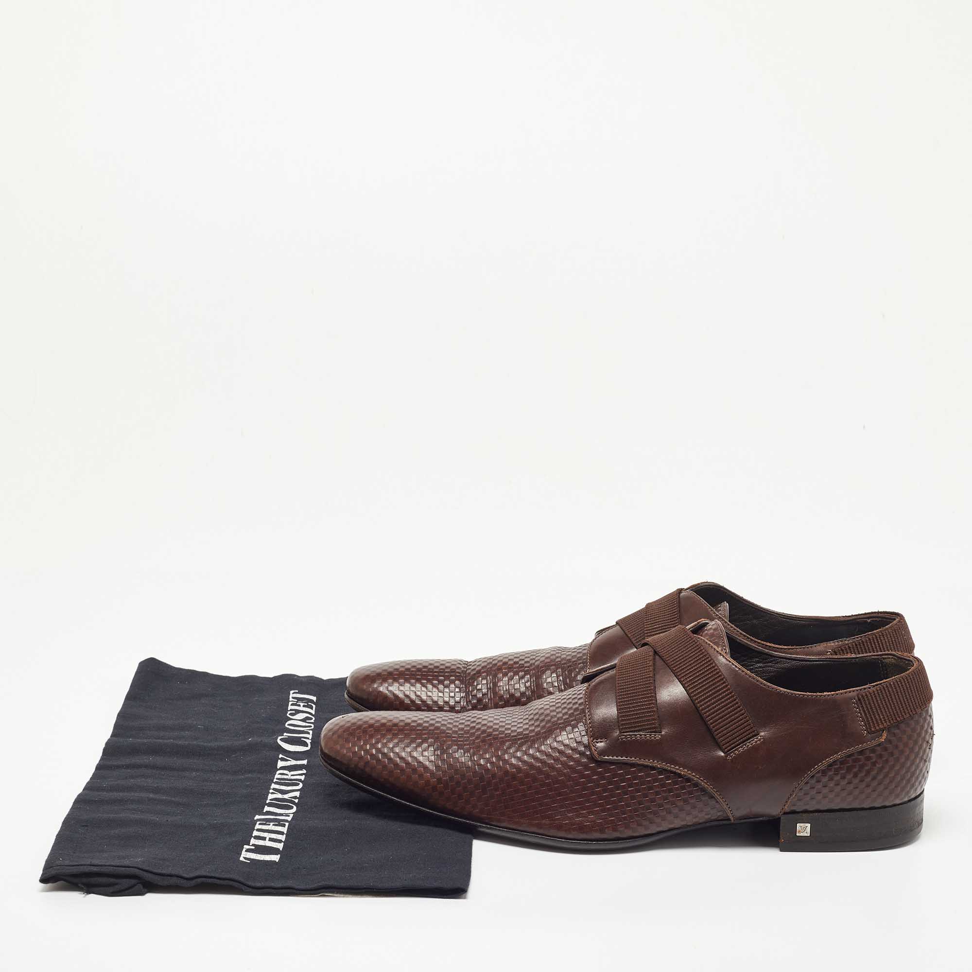 Louis Vuitton Brown Damier Leather Slip On Derby Size 43
