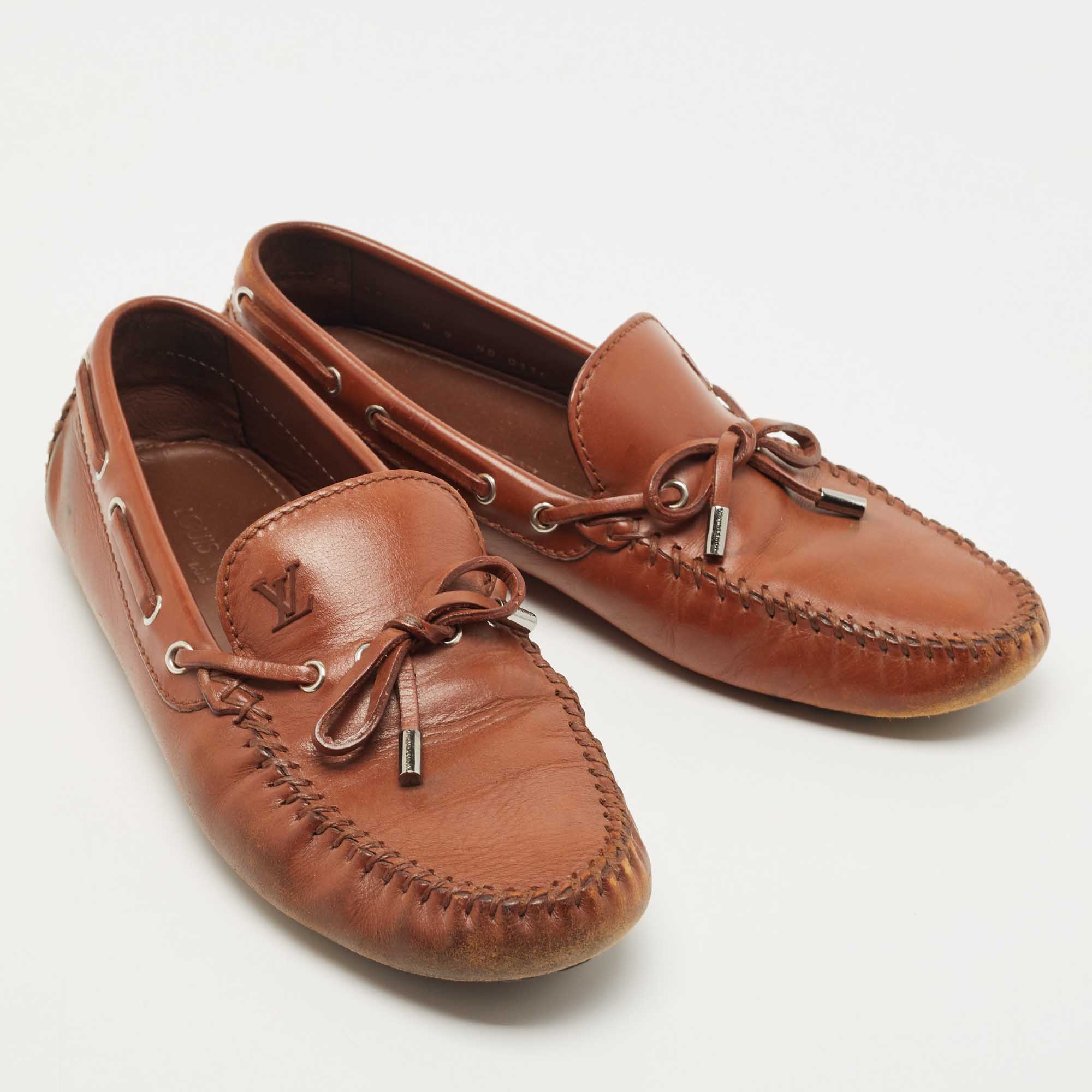 Louis Vuitton Brown Leather Arizona Loafers Size 43