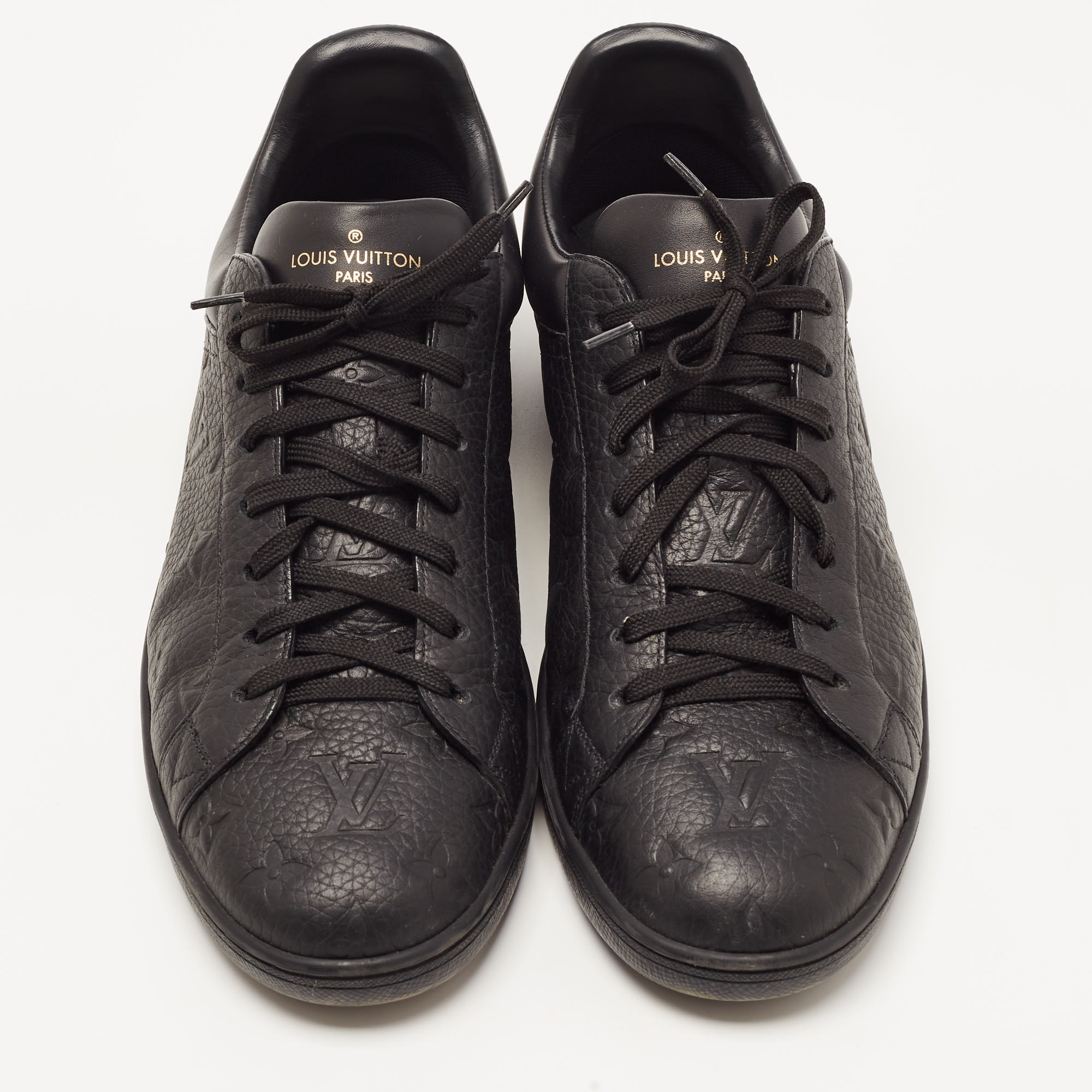 Louis Vuitton Black Monogram Leather Luxembourg Sneakers Size 43