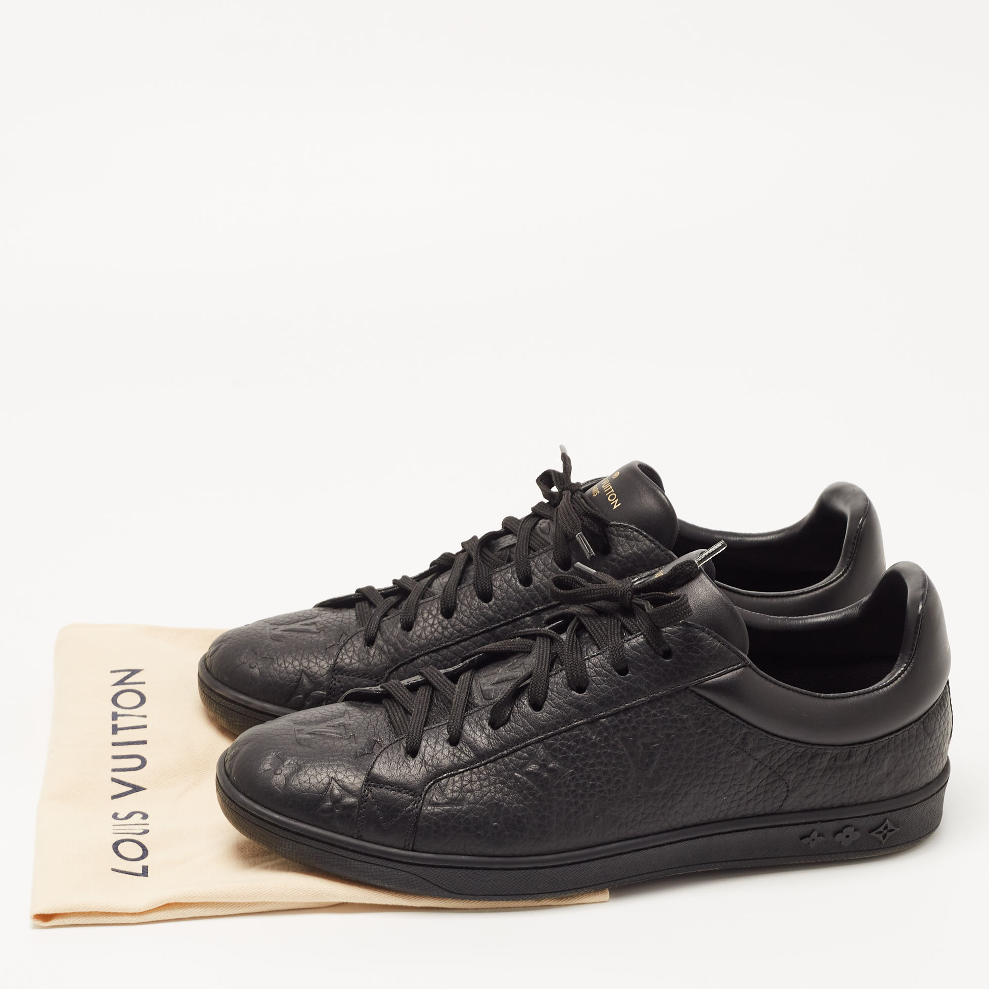 Louis Vuitton Black Monogram Leather Luxembourg Sneakers Size 43