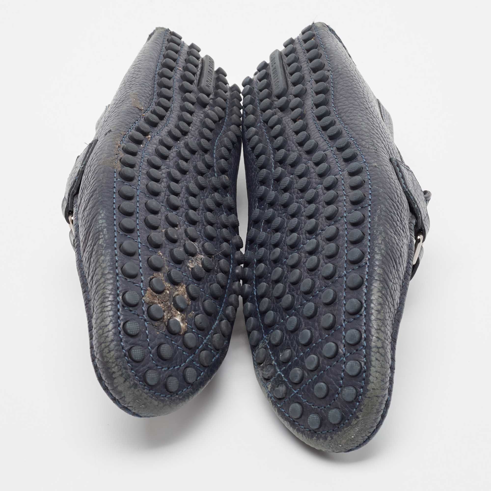 Louis Vuitton Navy Blue Leather Hockenheim Loafers Size 42
