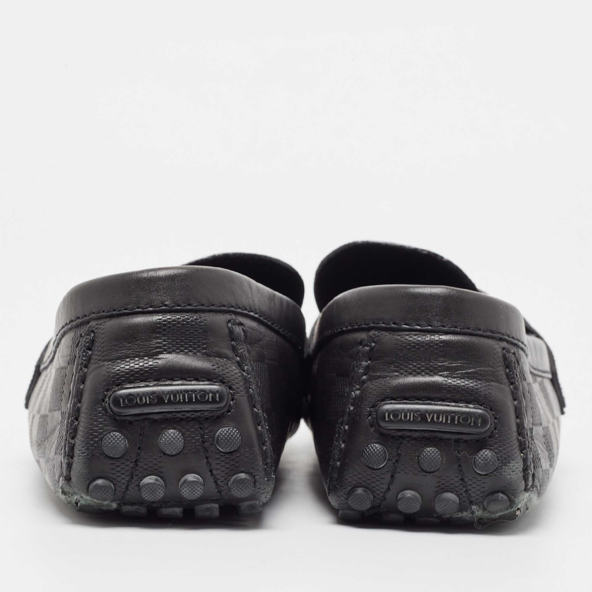 Louis Vuitton Black Damier Infini Leather Hockenheim Slip On Loafers Size 44.5