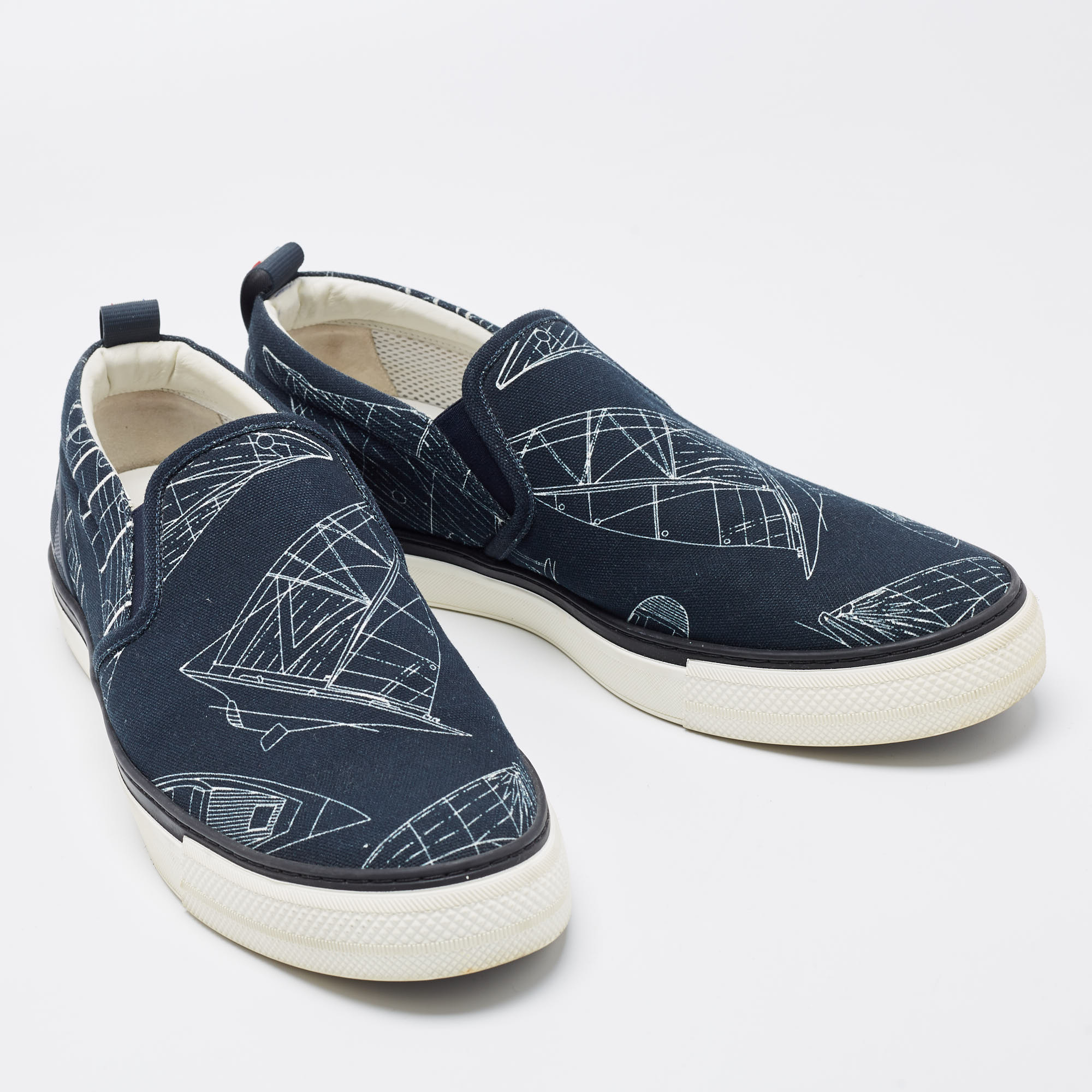Louis Vuitton Navy Blue Canvas Victory Boats Slip On Sneakers Size 43.5