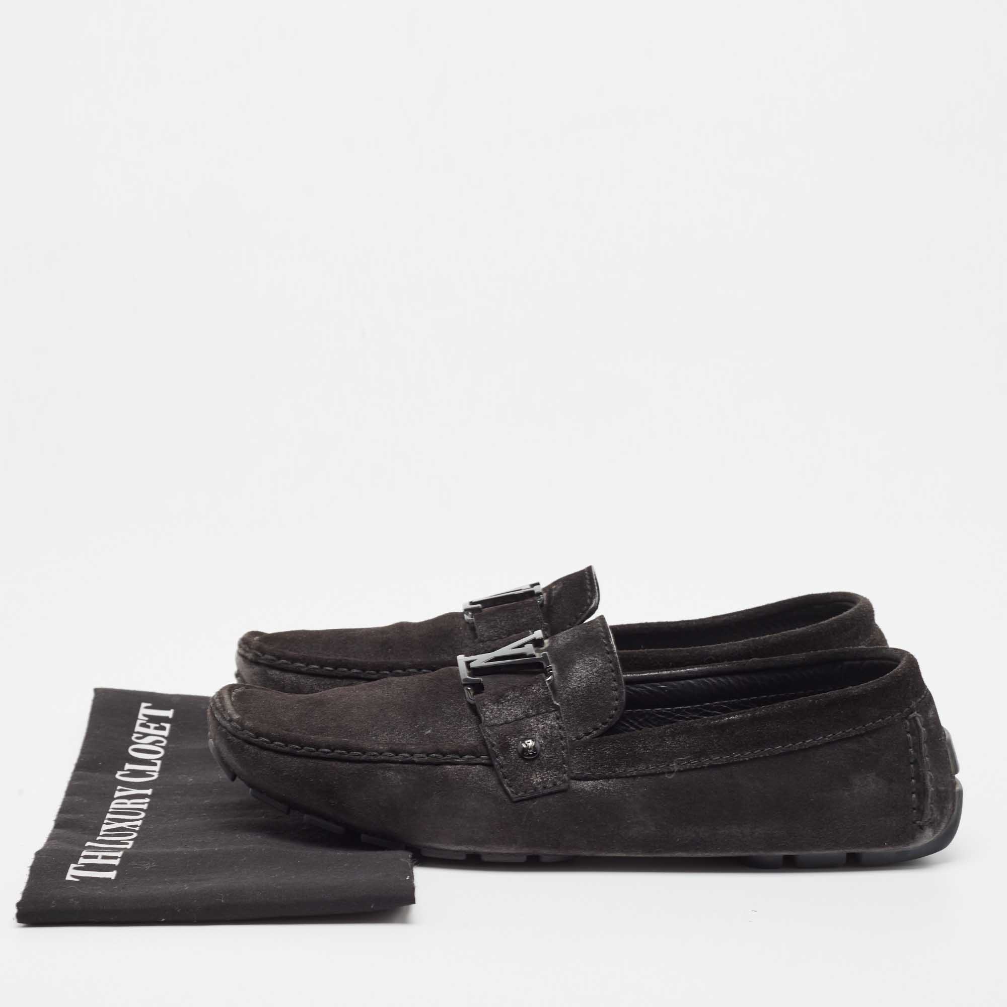 Louis Vuitton Black Suede Monte Carlo Loafers Size 44