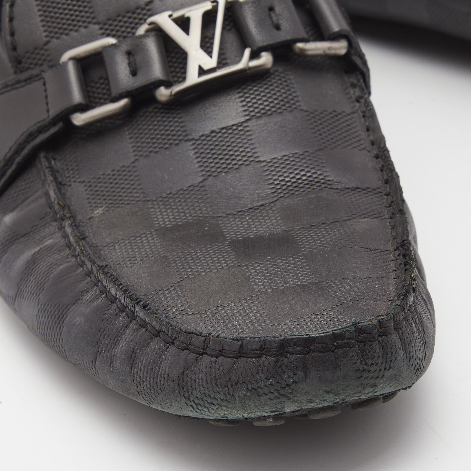 Louis Vuitton Black Leather Hockenheim Loafers Size 43