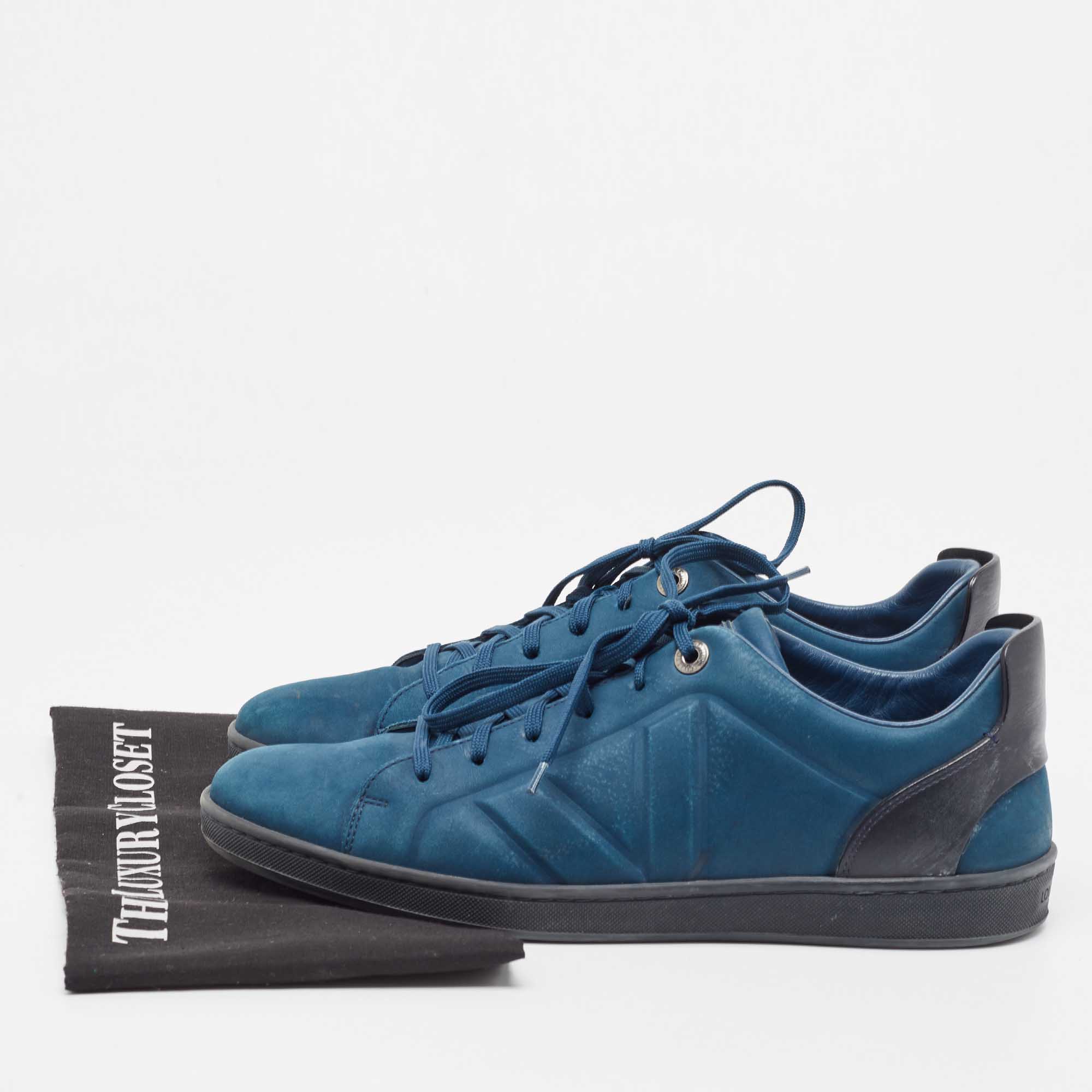 Louis Vuitton Blue Nubuck Leather Fuselage Low Top Sneakers Size 43