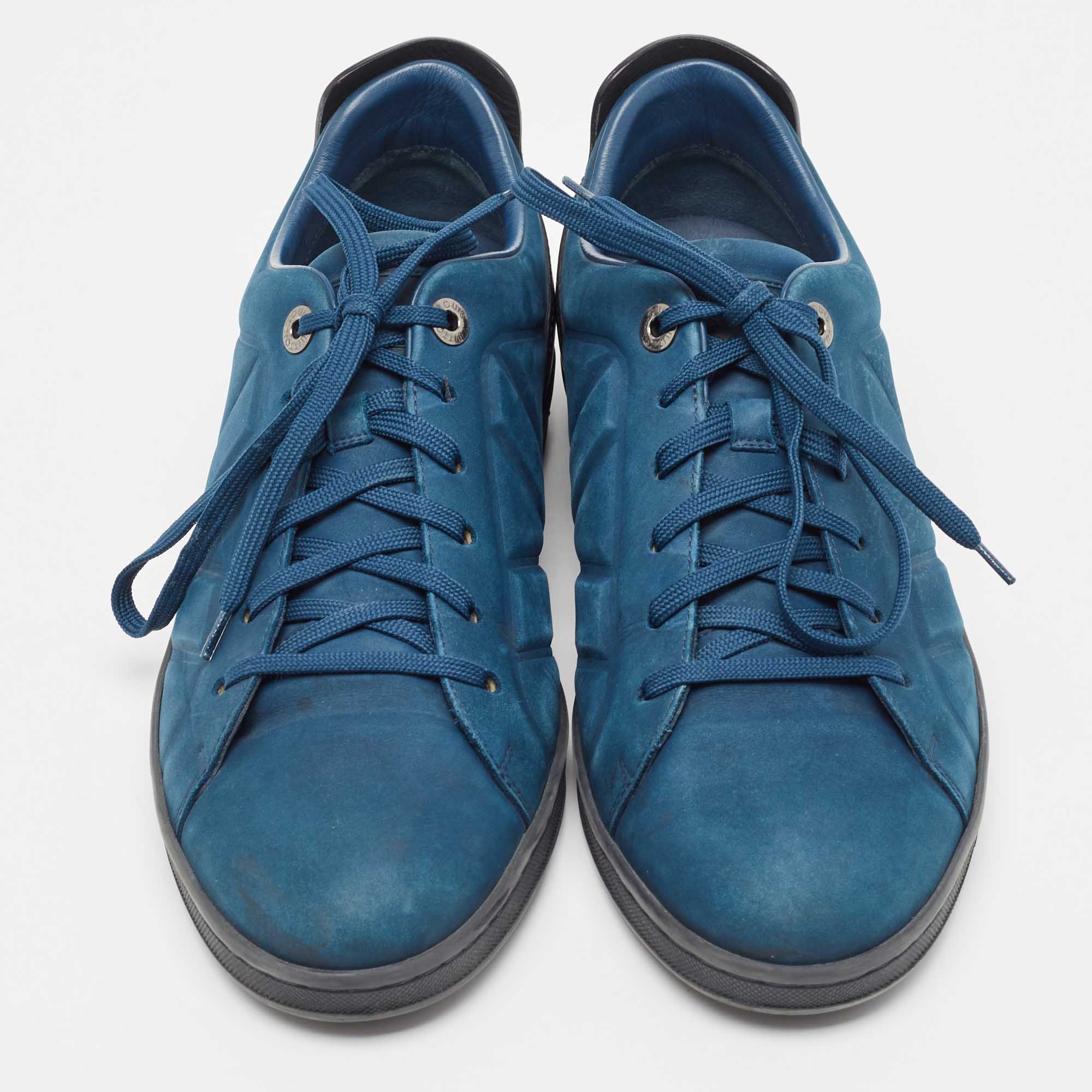 Louis Vuitton Blue Nubuck Leather Fuselage Low Top Sneakers Size 43