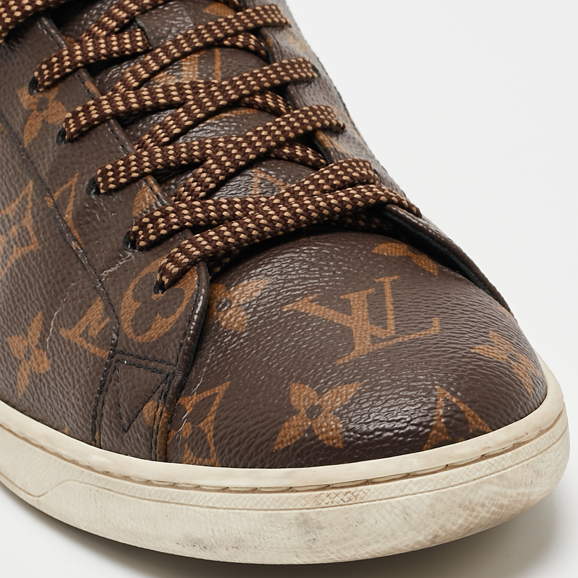 Louis Vuitton Brown Monogram Canvas And Leather Frontrow Low Top Sneakers Size 42