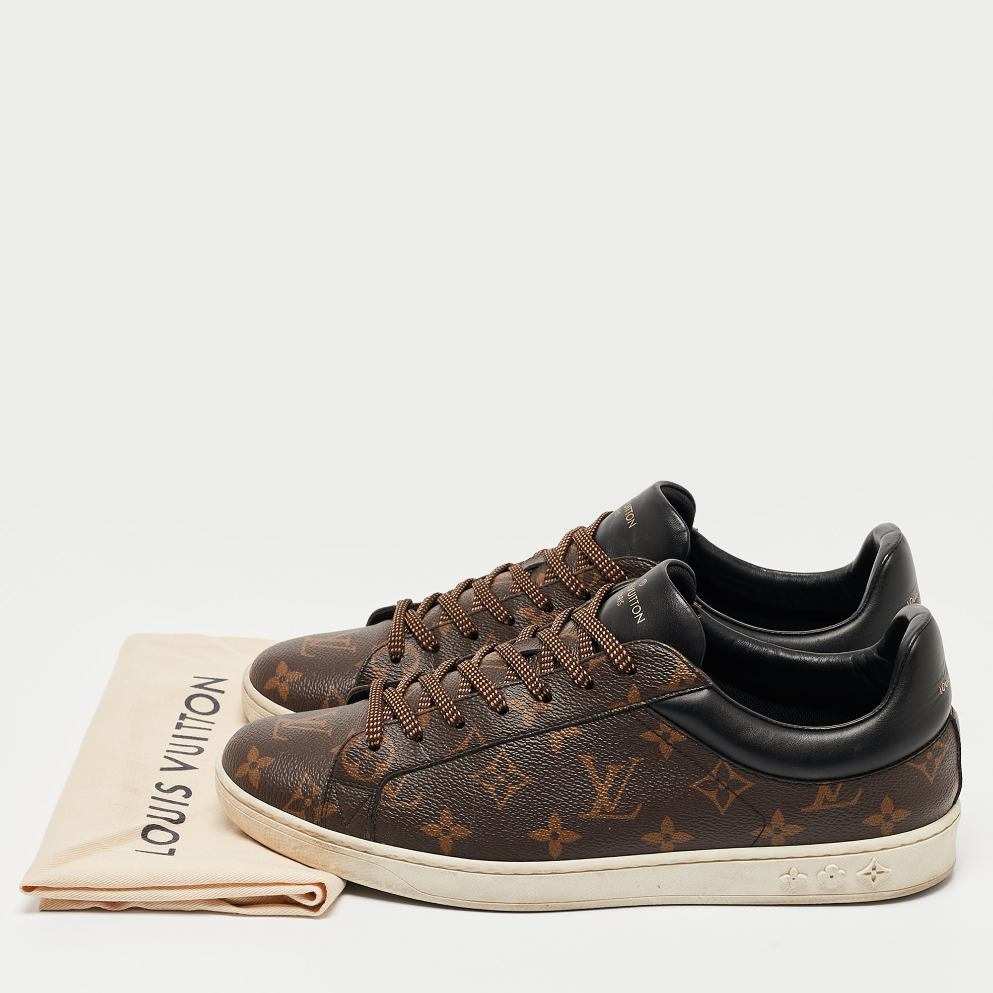 Louis Vuitton Brown Monogram Canvas And Leather Frontrow Low Top Sneakers Size 42