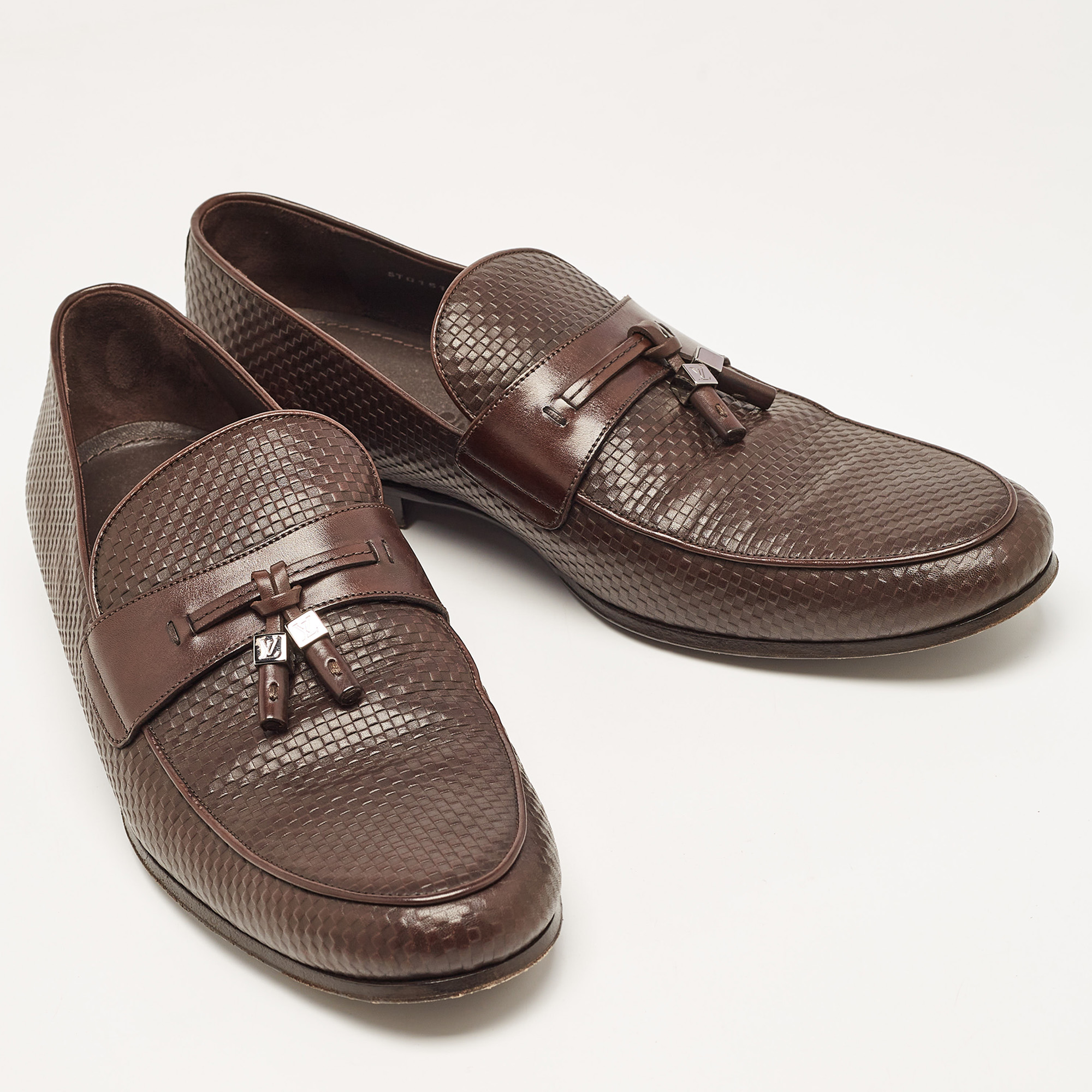 Louis Vuitton Brown Damier Leather Slip On Loafers Size 43