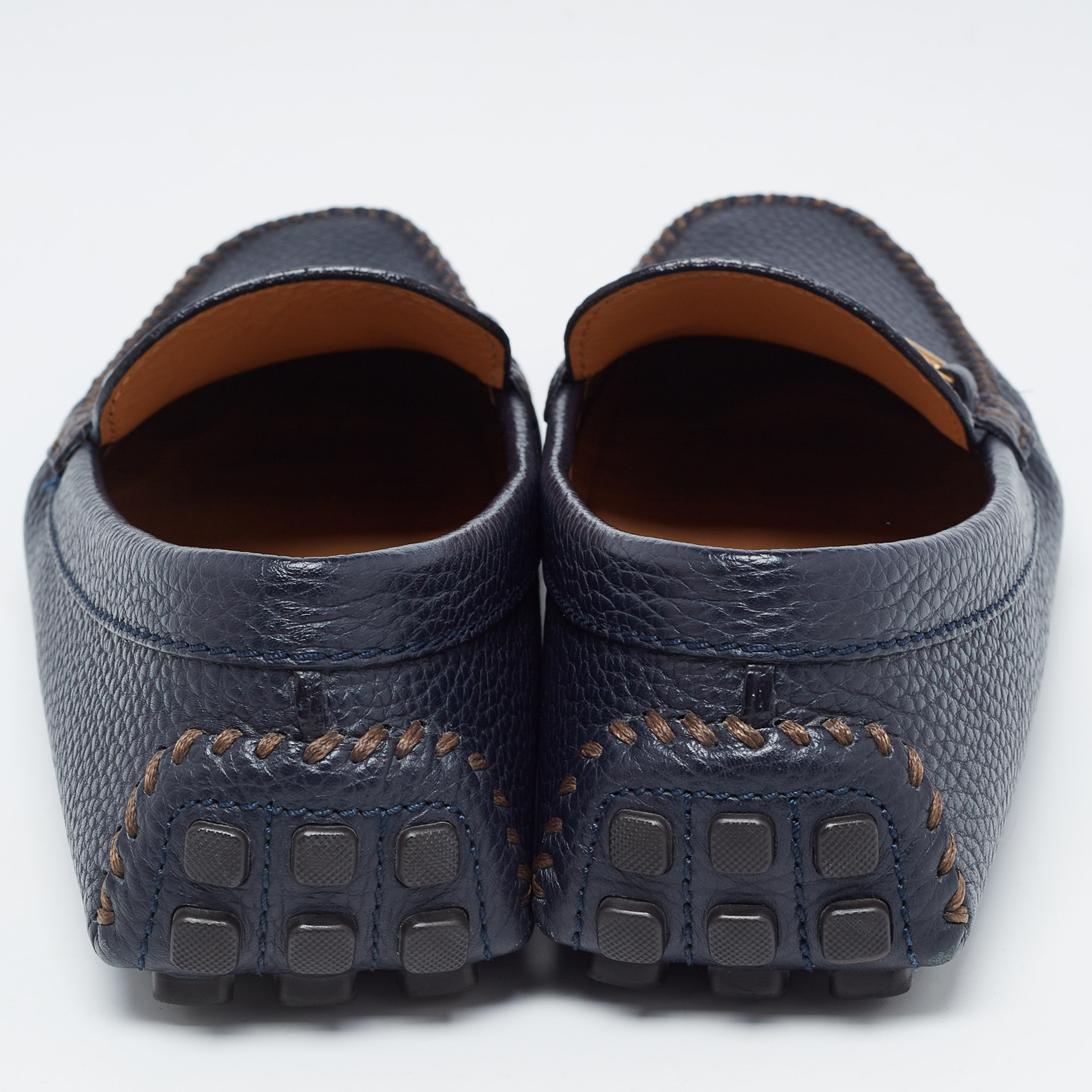 Louis Vuitton Navy Blue Epi Leather Raspail Slip On Loafers Size 42