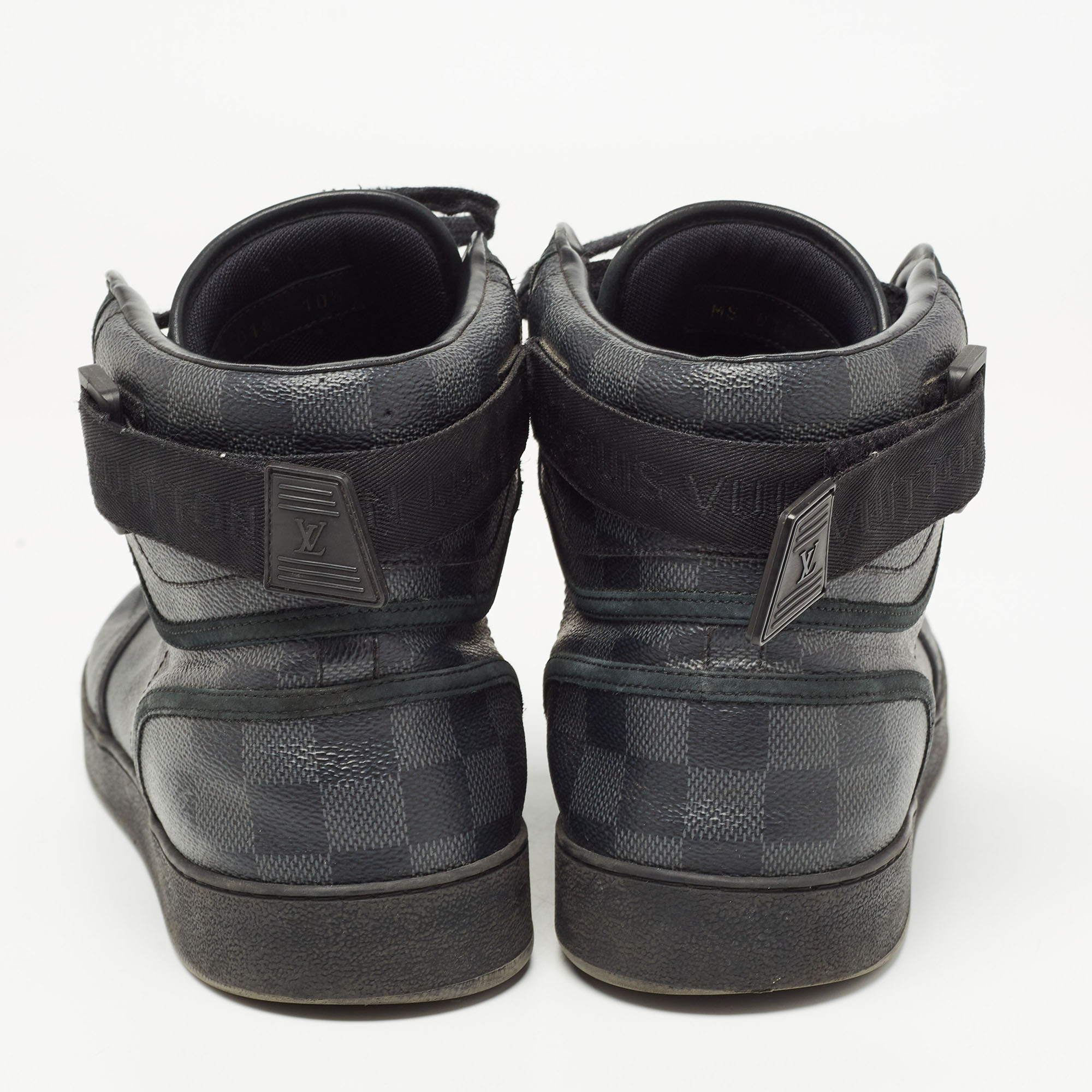 Louis Vuitton Black/Grey Graphite Canvas Rivoli High Top Sneakers Size 44.5