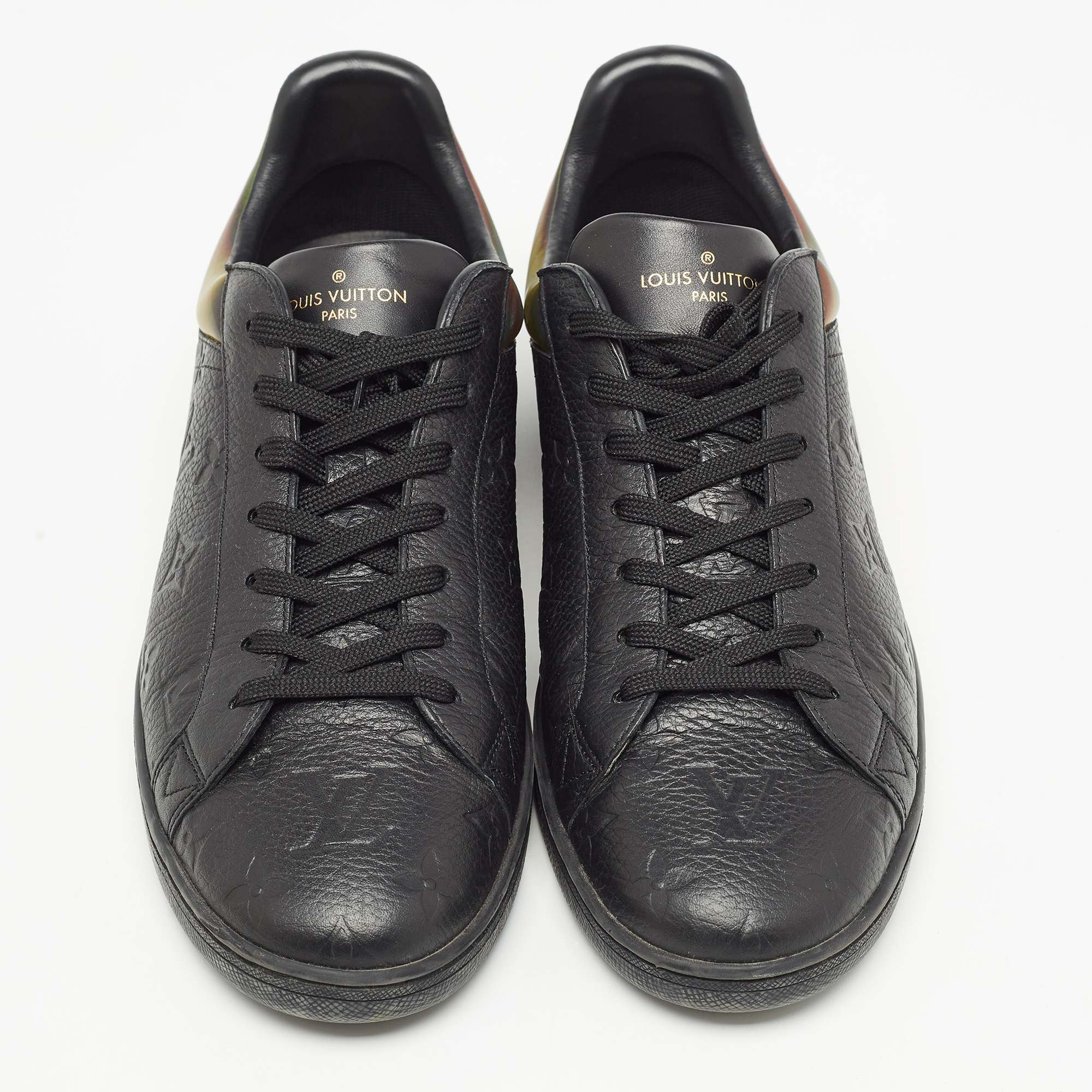 Louis Vuitton Black Monogram Embossed Leather Luxembourg Sneakers Size 42.5