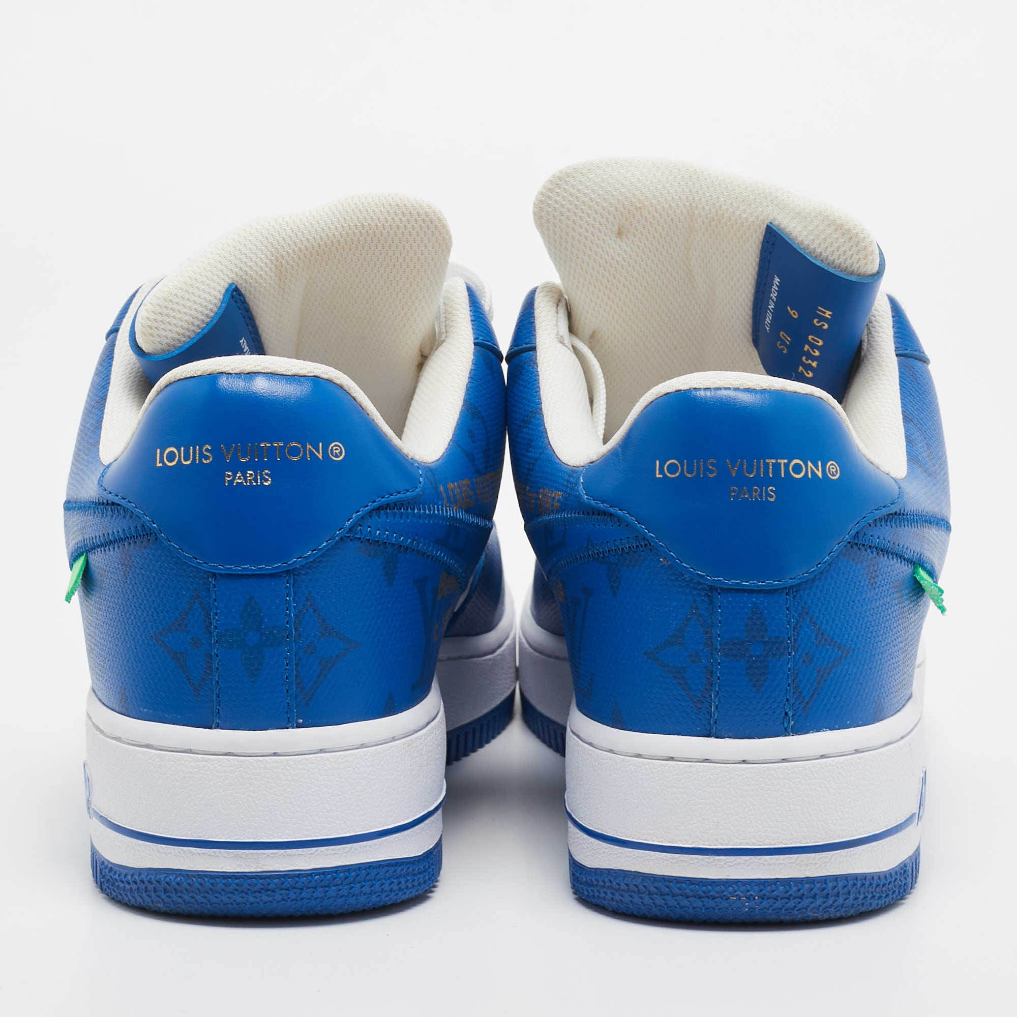 Louis Vuitton X Nike Blue/White Leather Nike Air Force 1 Low Top Sneakers Size 42