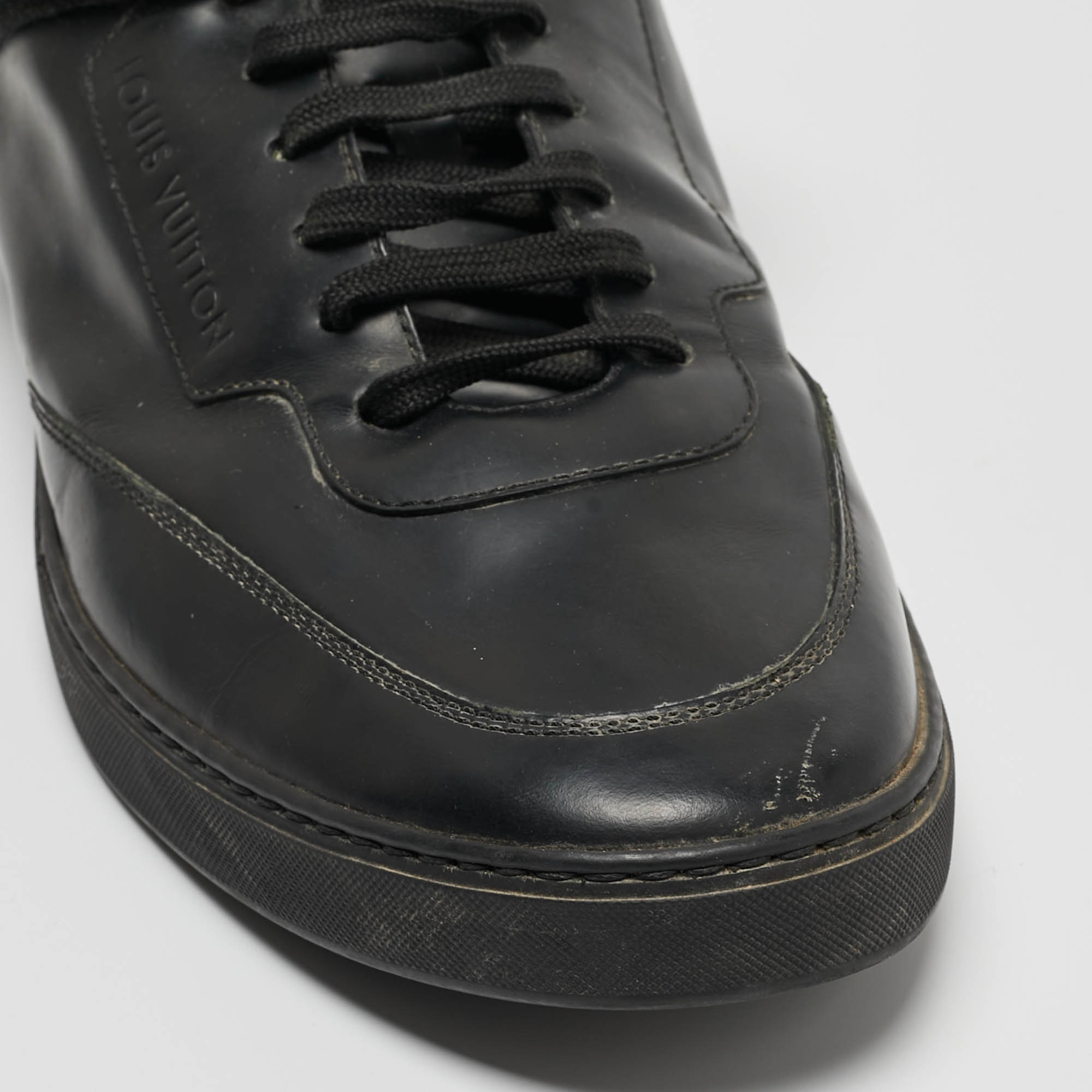 Louis Vuitton Black Leather And Monogram Canvas Passenger Sneakers Size 42.5